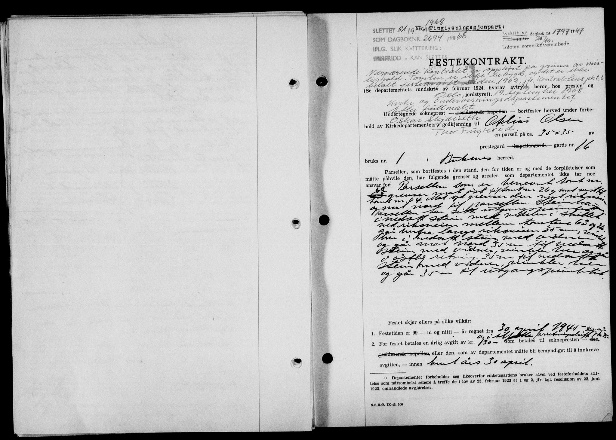 Lofoten sorenskriveri, SAT/A-0017/1/2/2C/L0017a: Mortgage book no. 17a, 1947-1948, Diary no: : 1797/1947