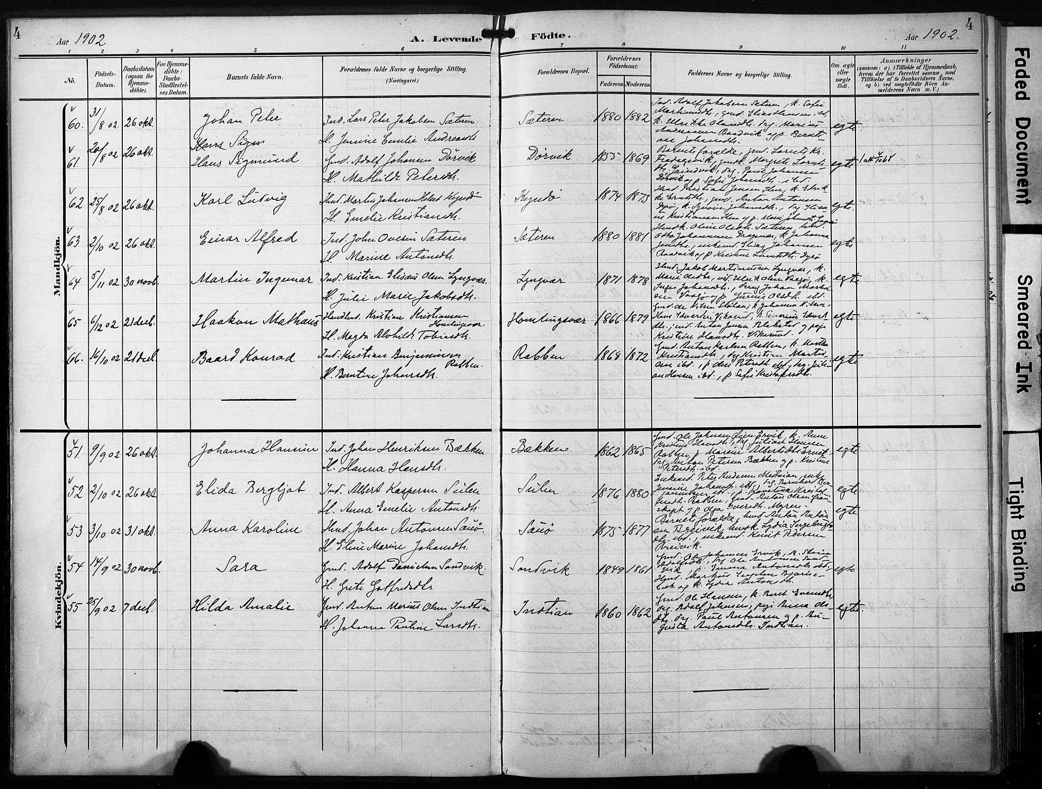 Ministerialprotokoller, klokkerbøker og fødselsregistre - Sør-Trøndelag, AV/SAT-A-1456/640/L0580: Parish register (official) no. 640A05, 1902-1910, p. 4