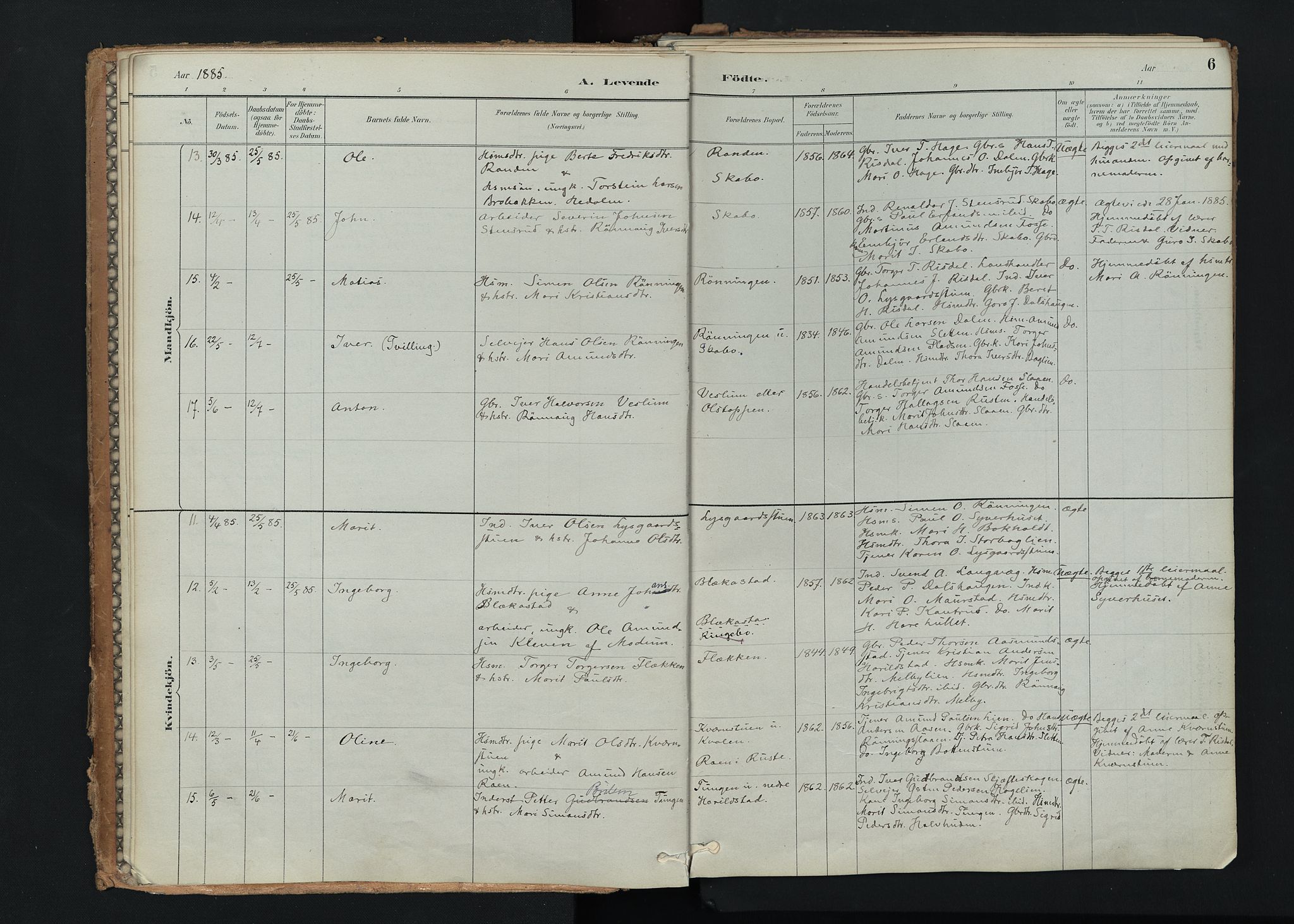 Nord-Fron prestekontor, AV/SAH-PREST-080/H/Ha/Haa/L0005: Parish register (official) no. 5, 1884-1914, p. 6