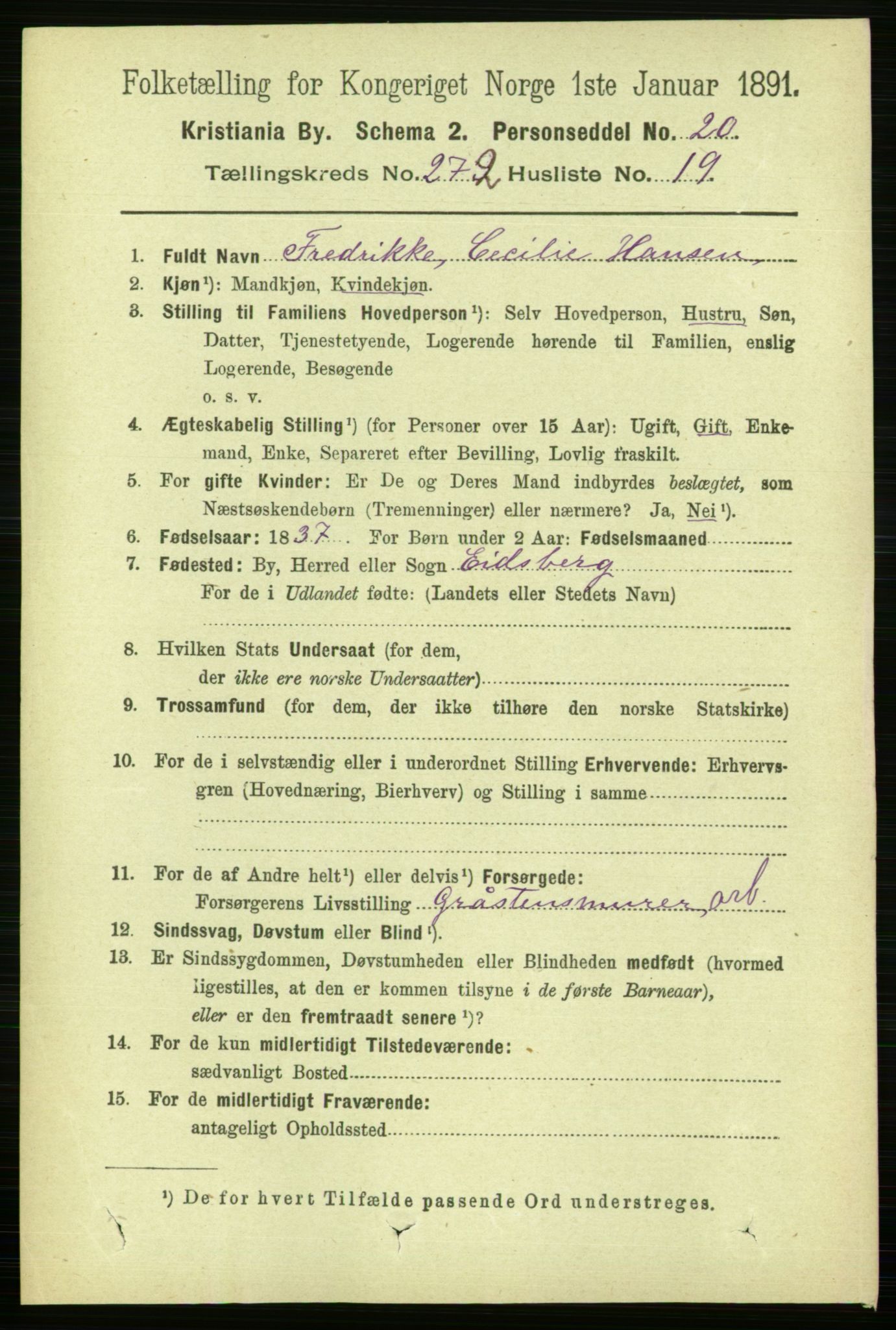 RA, 1891 census for 0301 Kristiania, 1891, p. 165687