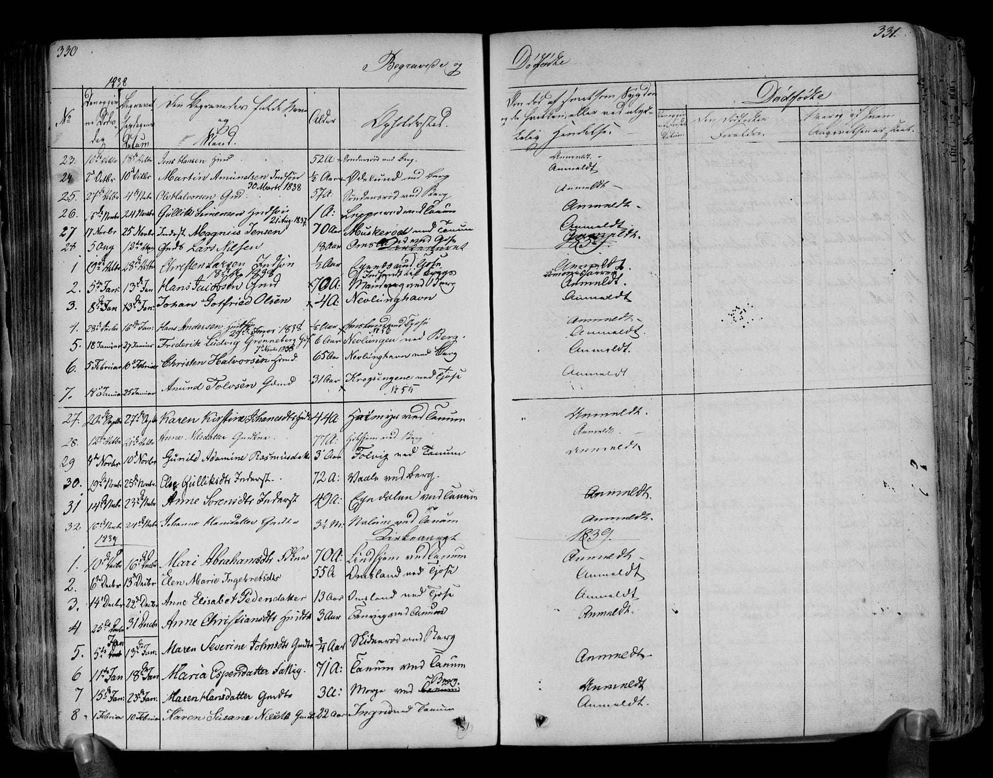 Brunlanes kirkebøker, SAKO/A-342/F/Fa/L0003: Parish register (official) no. I 3, 1834-1845, p. 330-331