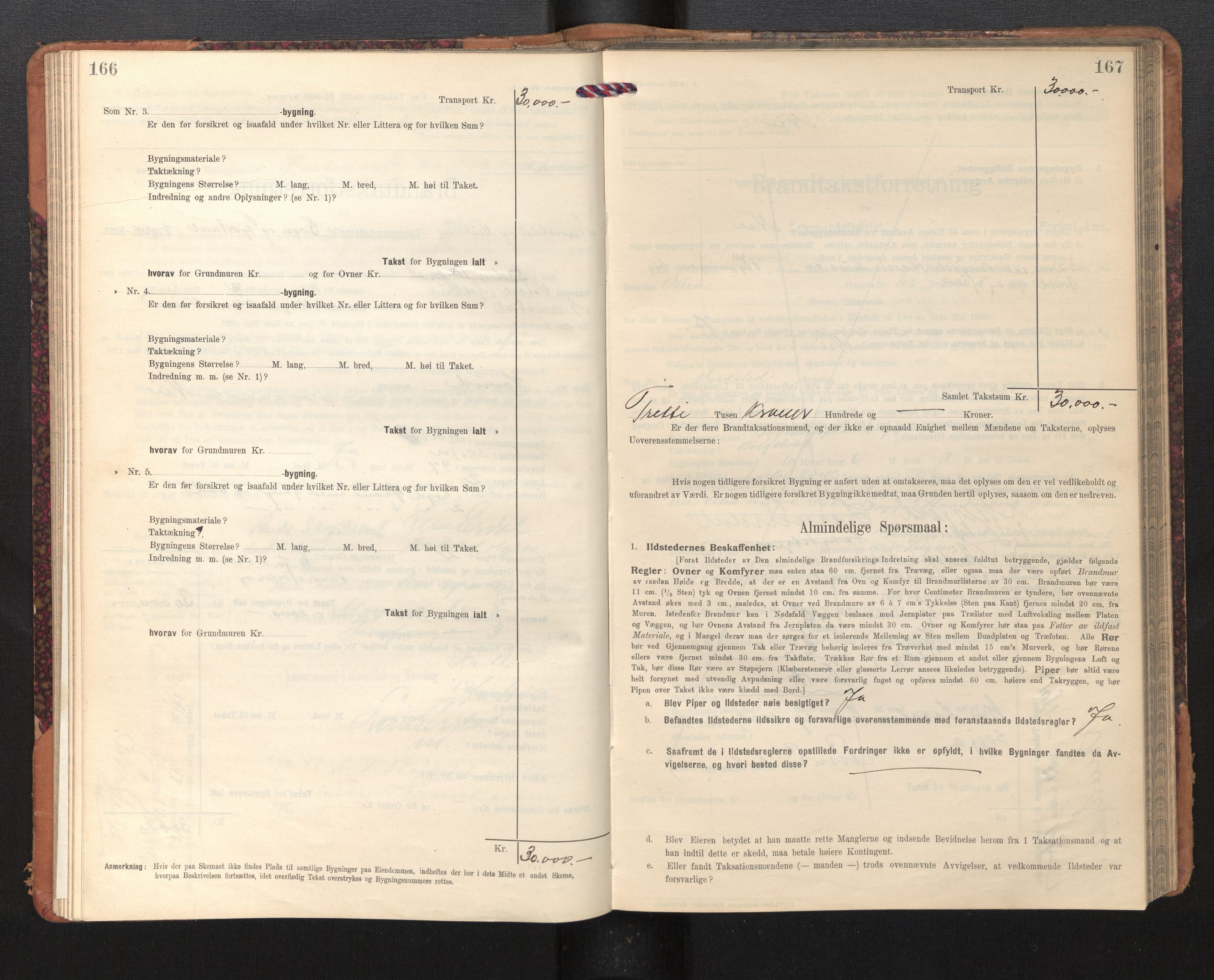 Lensmannen i Naustdal, SAB/A-29501/0012/L0002: Branntakstprotokoll, skjematakst, 1911-1953, p. 166-167