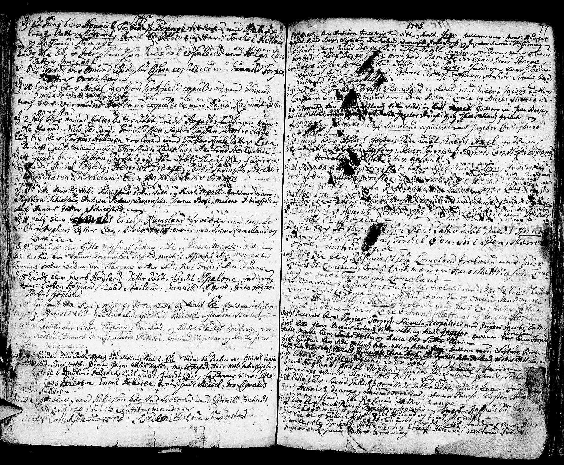 Helleland sokneprestkontor, AV/SAST-A-101810: Parish register (official) no. A 1 /1, 1713-1761, p. 77