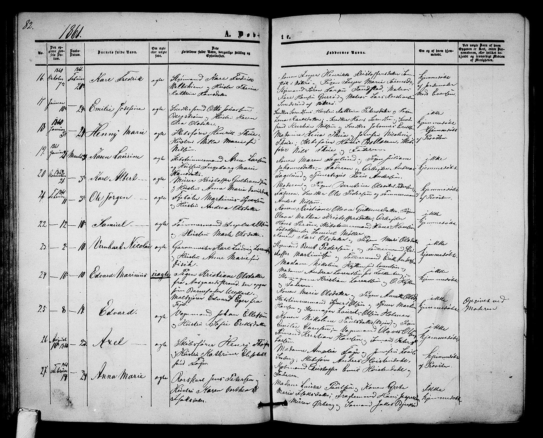 Tønsberg kirkebøker, AV/SAKO-A-330/G/Ga/L0003: Parish register (copy) no. 3, 1855-1864, p. 82