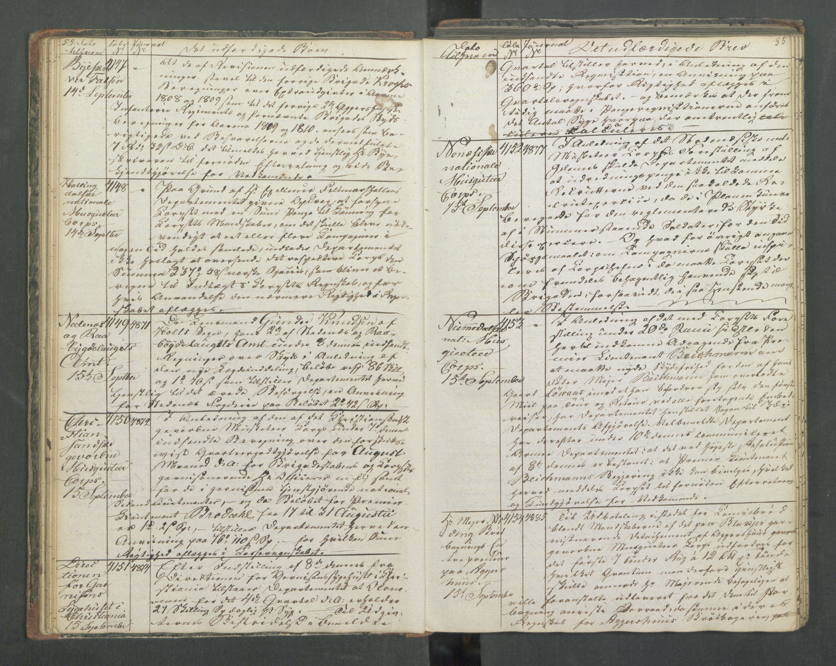 Armédepartementet, AV/RA-RAFA-3493/B/Ba/L0013: 6. Departements Kopibog, 1818, p. 54-55