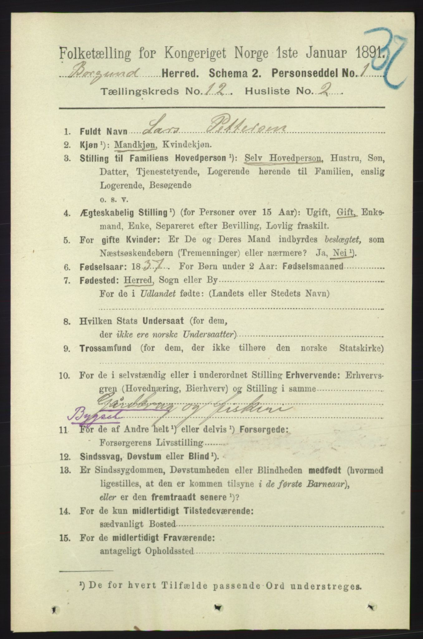 RA, 1891 census for 1531 Borgund, 1891, p. 3201