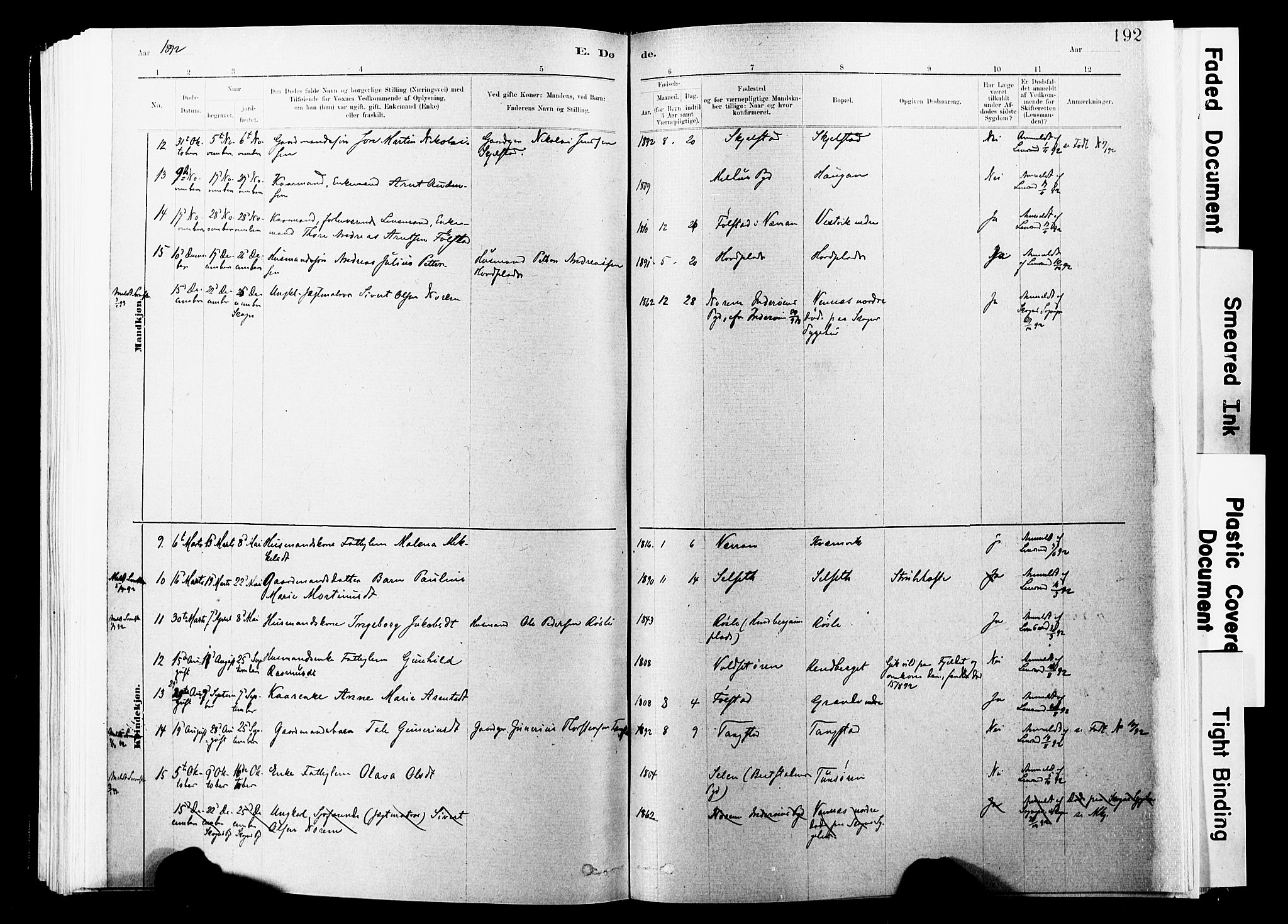 Ministerialprotokoller, klokkerbøker og fødselsregistre - Nord-Trøndelag, AV/SAT-A-1458/744/L0420: Parish register (official) no. 744A04, 1882-1904, p. 192