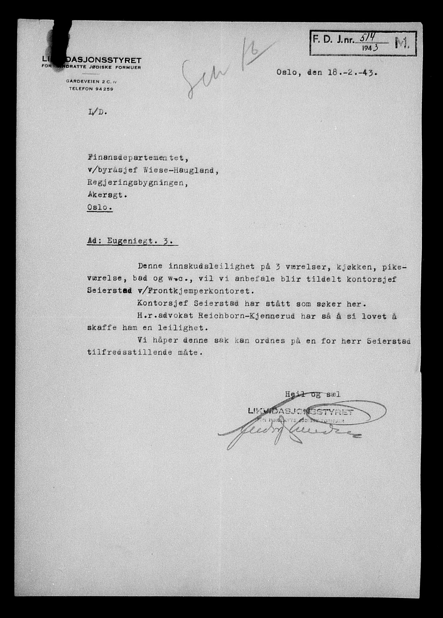 Justisdepartementet, Tilbakeføringskontoret for inndratte formuer, AV/RA-S-1564/H/Hc/Hcc/L0986: --, 1945-1947, p. 262