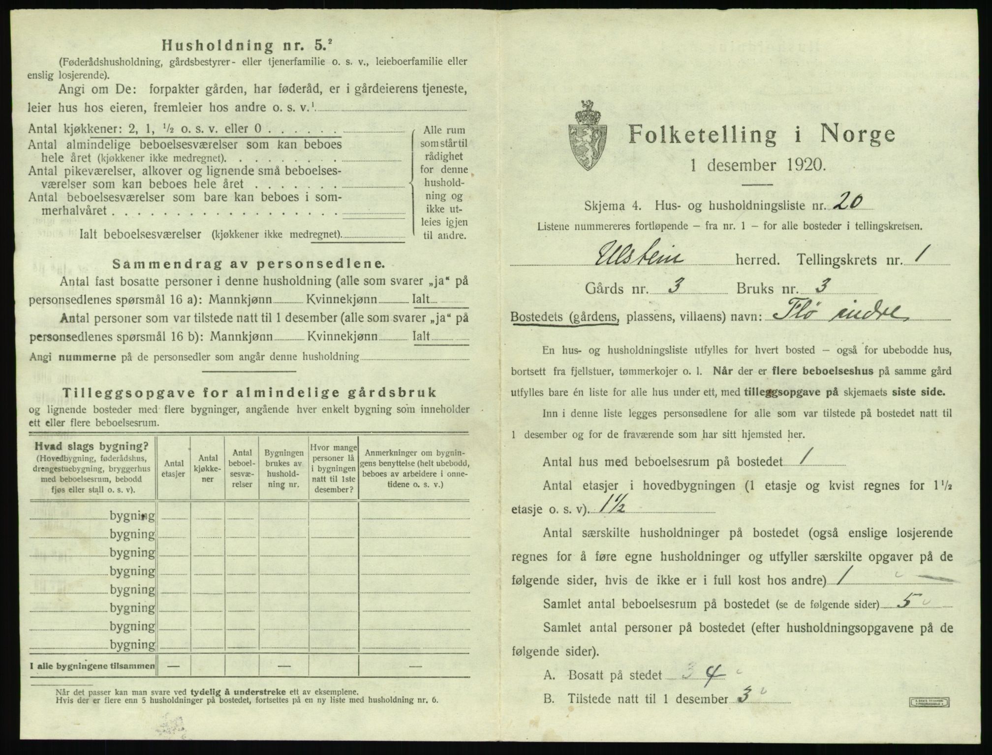 SAT, 1920 census for Ulstein, 1920, p. 86