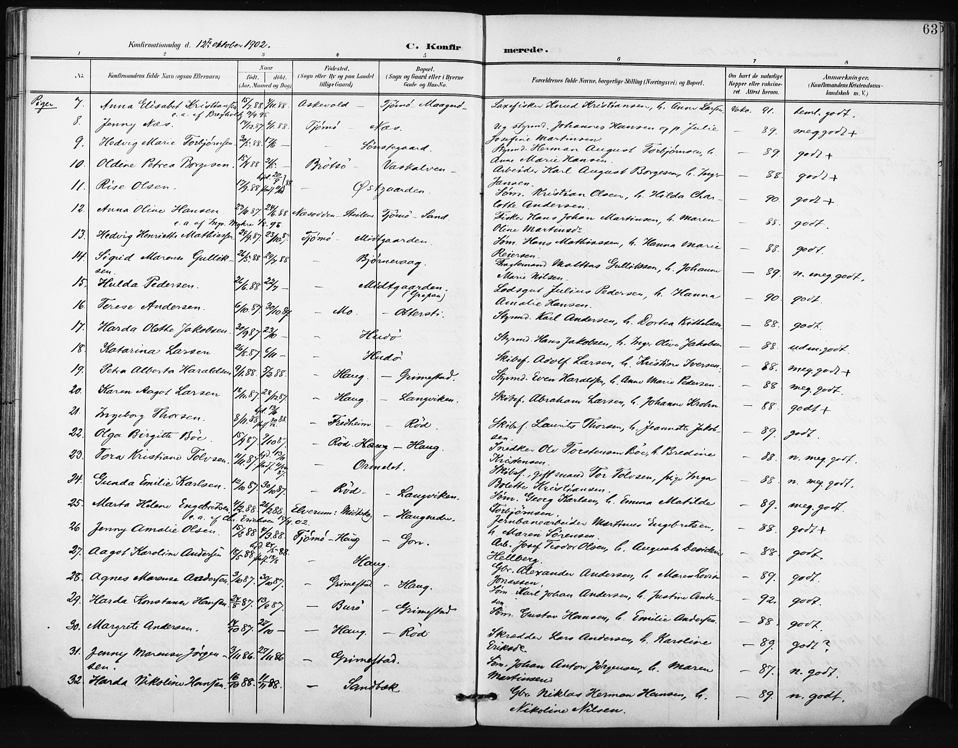 Tjøme kirkebøker, SAKO/A-328/F/Fa/L0005: Parish register (official) no. 5, 1901-1909, p. 63