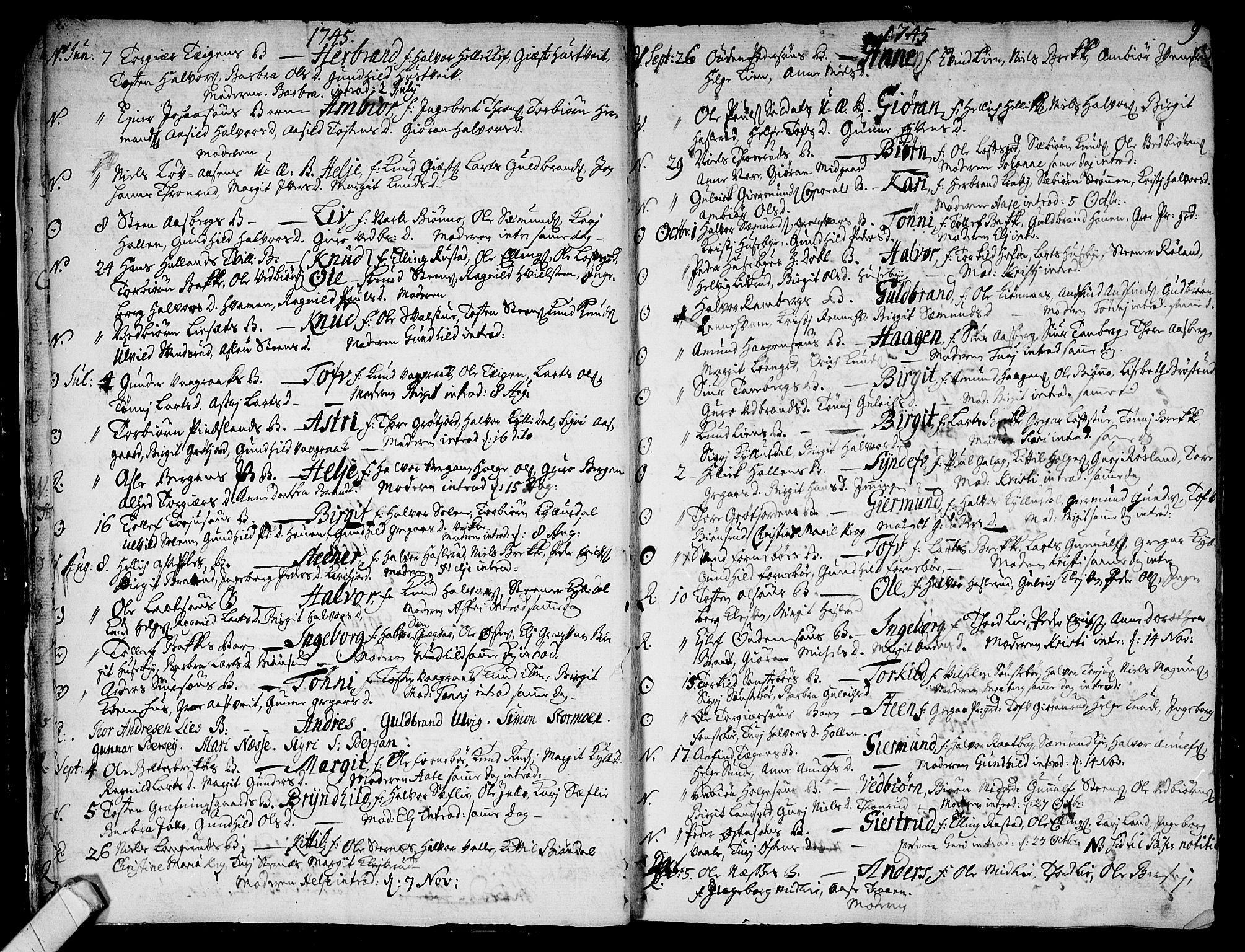 Rollag kirkebøker, SAKO/A-240/F/Fa/L0003: Parish register (official) no. I 3, 1743-1778, p. 9
