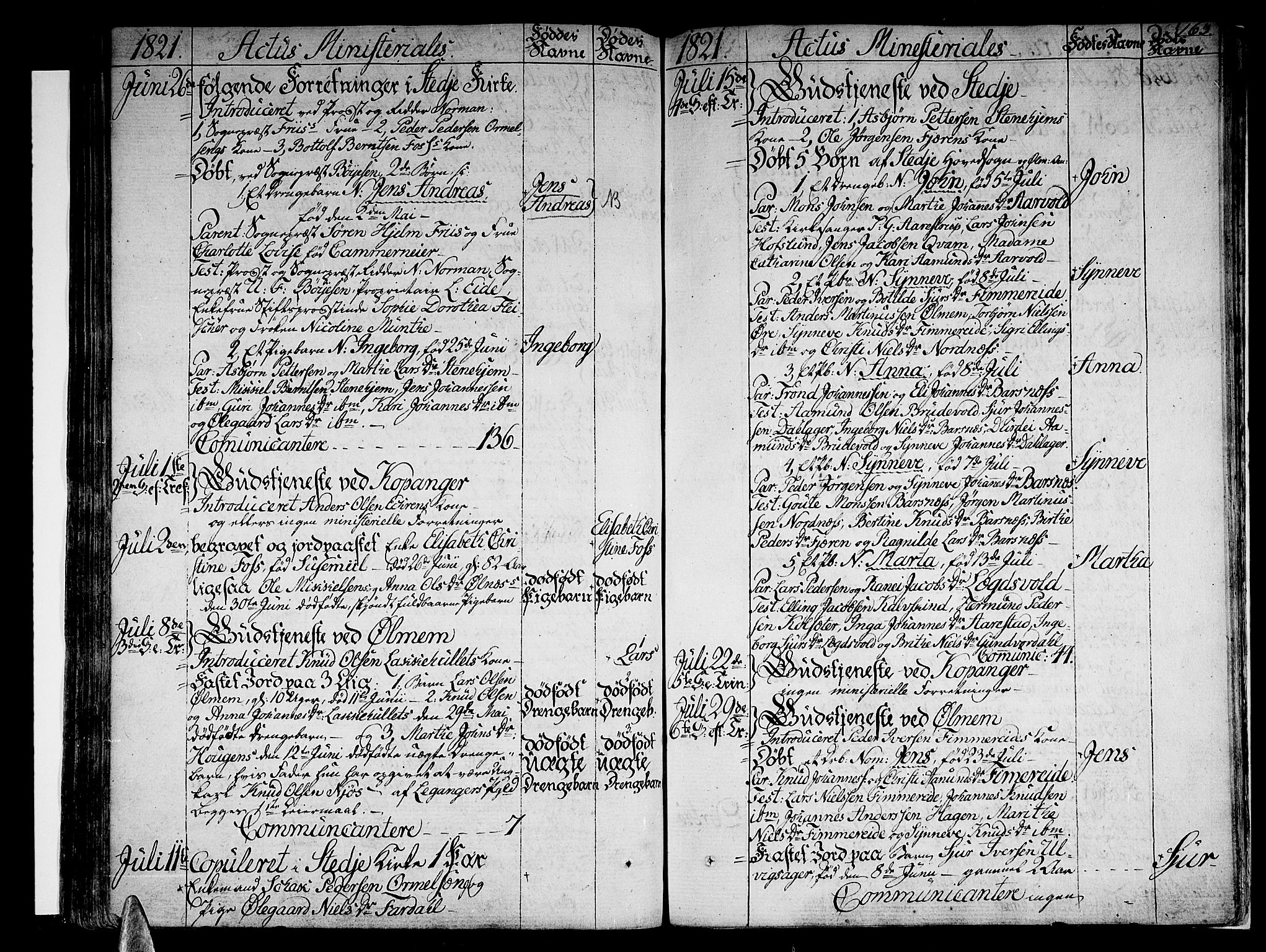 Sogndal sokneprestembete, SAB/A-81301/H/Haa/Haaa/L0009: Parish register (official) no. A 9, 1809-1821, p. 163