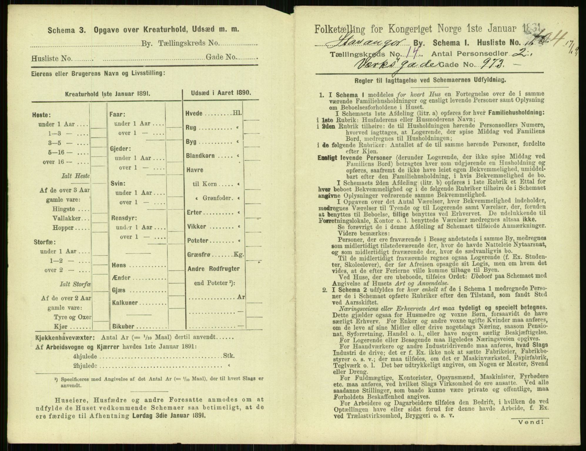 RA, 1891 census for 1103 Stavanger, 1891, p. 2781