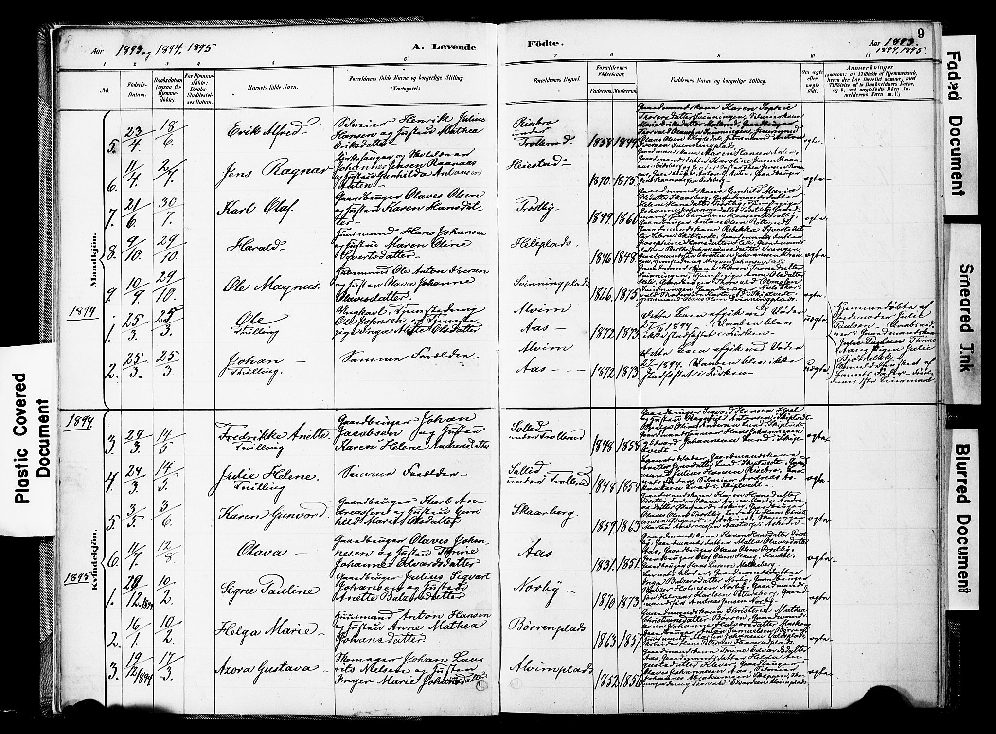 Spydeberg prestekontor Kirkebøker, AV/SAO-A-10924/F/Fc/L0001: Parish register (official) no. III 1, 1886-1907, p. 9