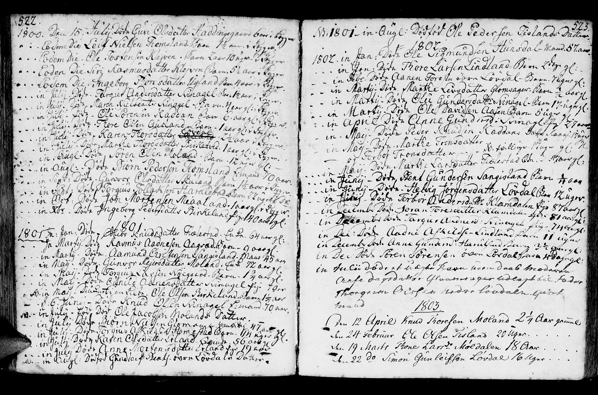 Holum sokneprestkontor, AV/SAK-1111-0022/F/Fa/Fab/L0004: Parish register (official) no. A 4, 1774-1847, p. 522-523