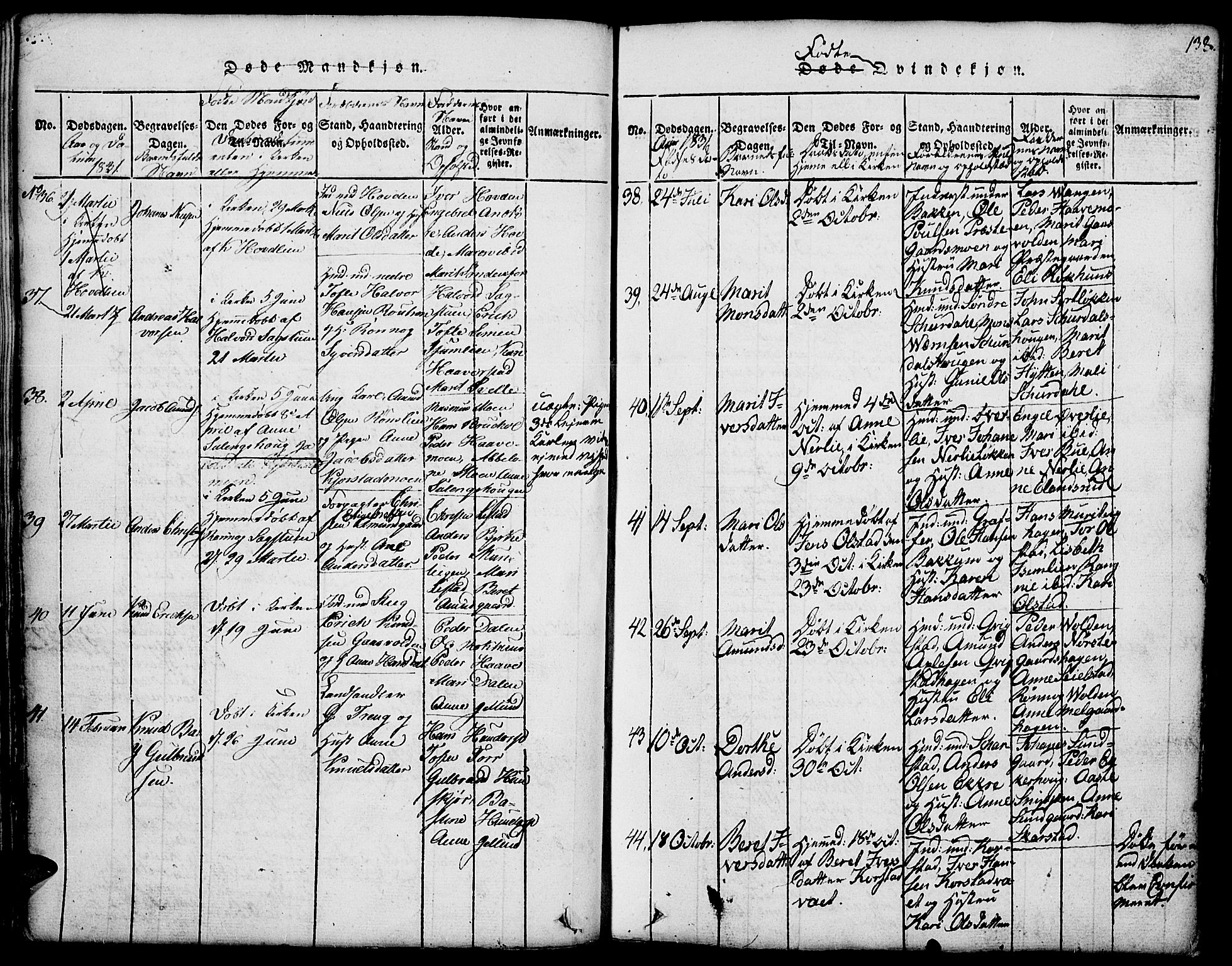 Fron prestekontor, SAH/PREST-078/H/Ha/Hab/L0001: Parish register (copy) no. 1, 1816-1843, p. 138