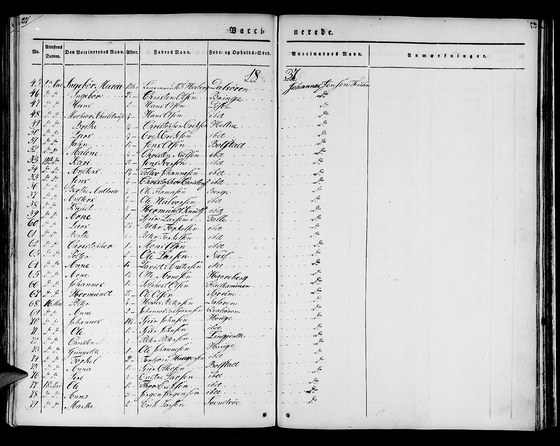 Luster sokneprestembete, AV/SAB-A-81101/H/Haa/Haaa/L0005: Parish register (official) no. A 5, 1831-1841, p. 201