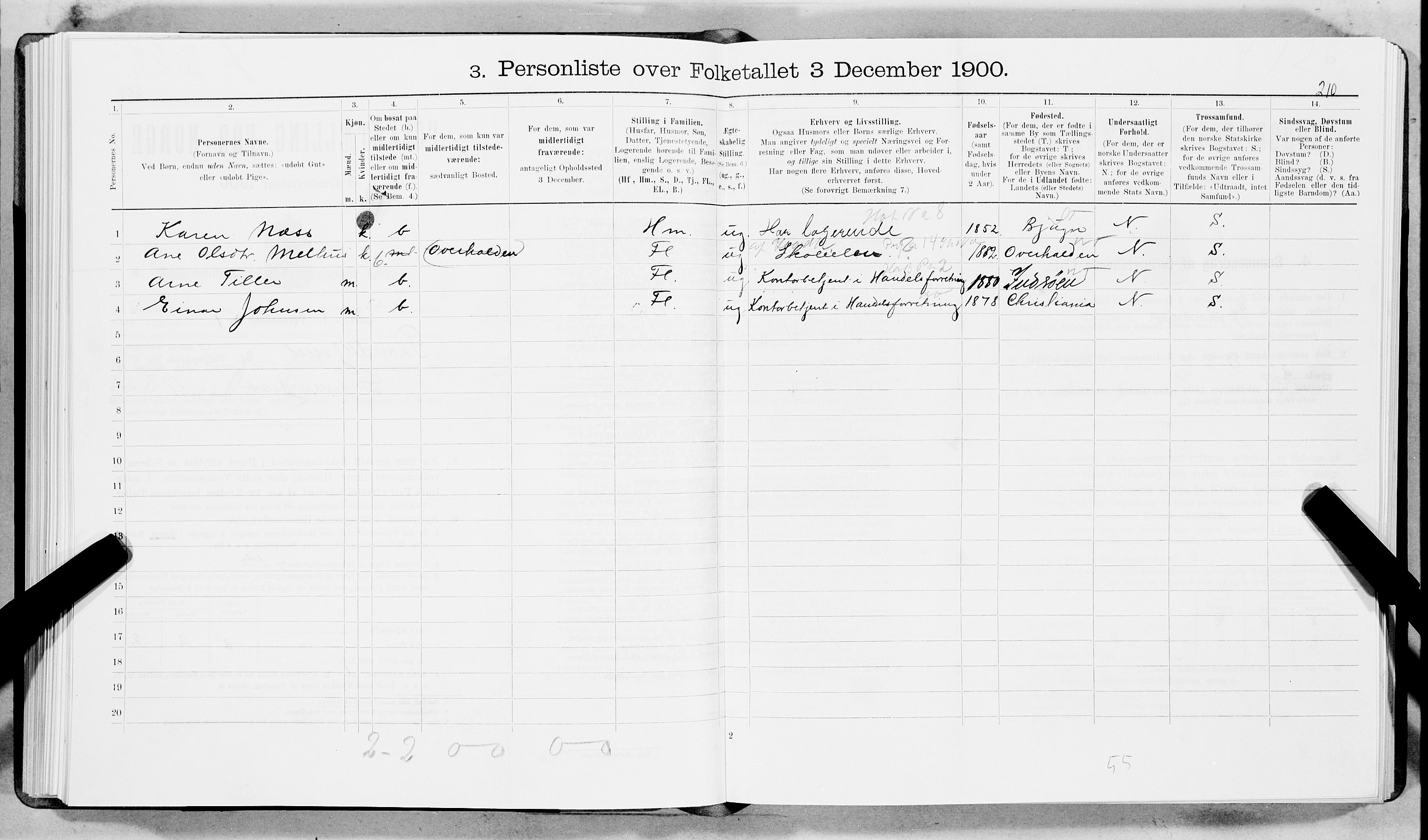 SAT, 1900 census for Trondheim, 1900, p. 2749