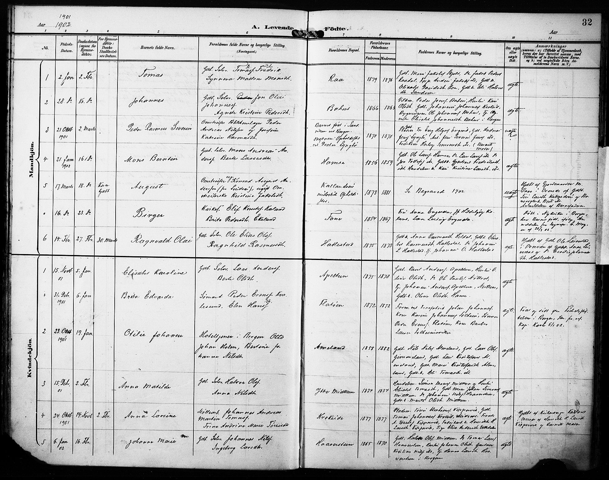 Fana Sokneprestembete, AV/SAB-A-75101/H/Haa/Haab/L0003: Parish register (official) no. B 3, 1898-1907, p. 32