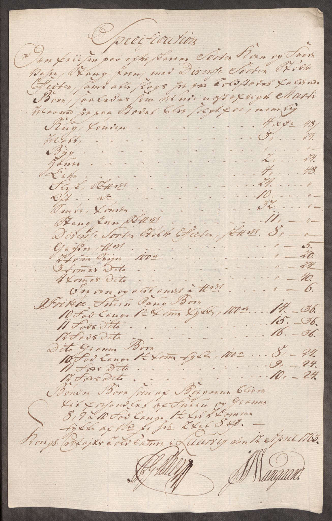 Rentekammeret inntil 1814, Realistisk ordnet avdeling, RA/EA-4070/Oe/L0007: [Ø1]: Priskuranter, 1761-1763, p. 674