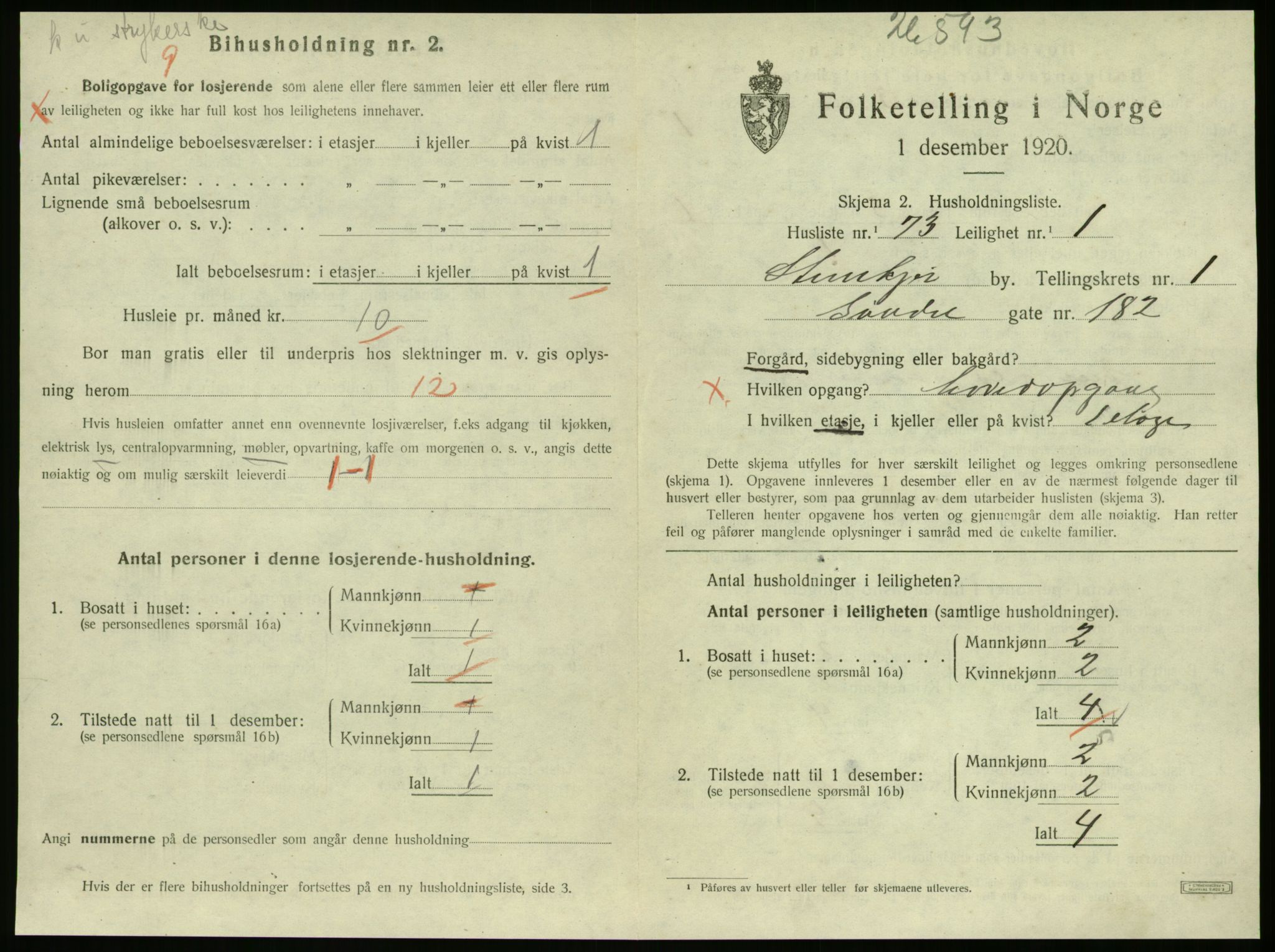 SAT, 1920 census for Steinkjer, 1920, p. 1368