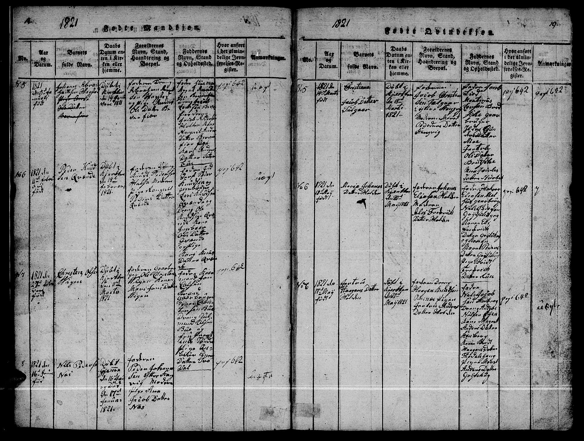 Ministerialprotokoller, klokkerbøker og fødselsregistre - Møre og Romsdal, AV/SAT-A-1454/592/L1031: Parish register (copy) no. 592C01, 1820-1833, p. 18-19