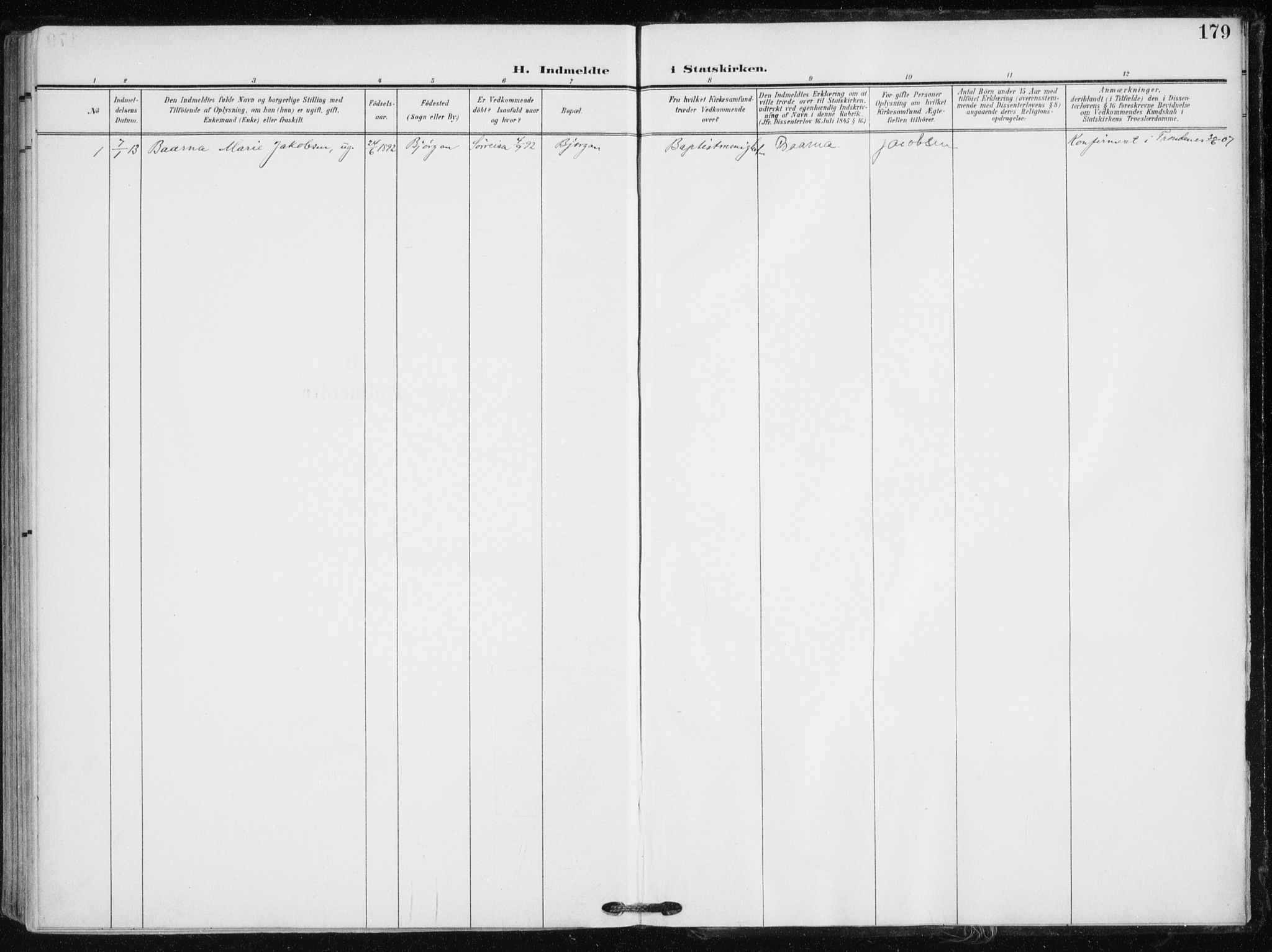 Tranøy sokneprestkontor, SATØ/S-1313/I/Ia/Iaa/L0012kirke: Parish register (official) no. 12, 1905-1918, p. 179
