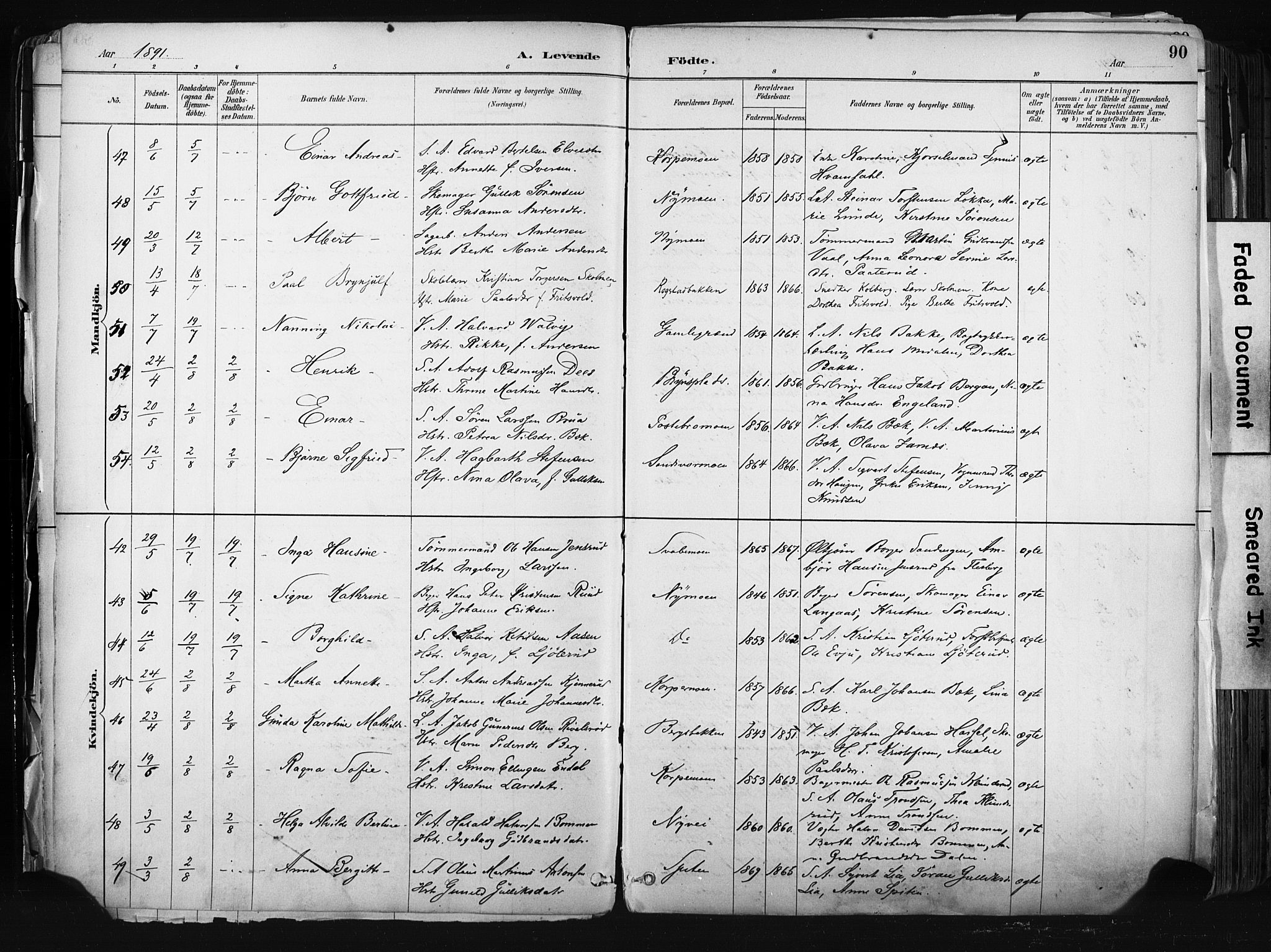 Kongsberg kirkebøker, AV/SAKO-A-22/F/Fb/L0002: Parish register (official) no. II 2, 1886-1896, p. 90