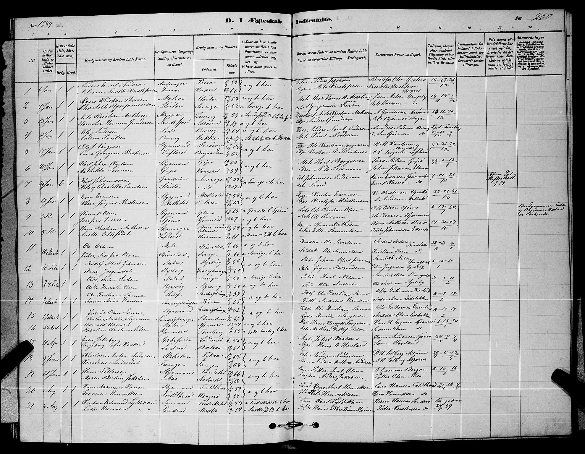 Nøtterøy kirkebøker, SAKO/A-354/G/Ga/L0003: Parish register (copy) no. I 3, 1878-1893, p. 250