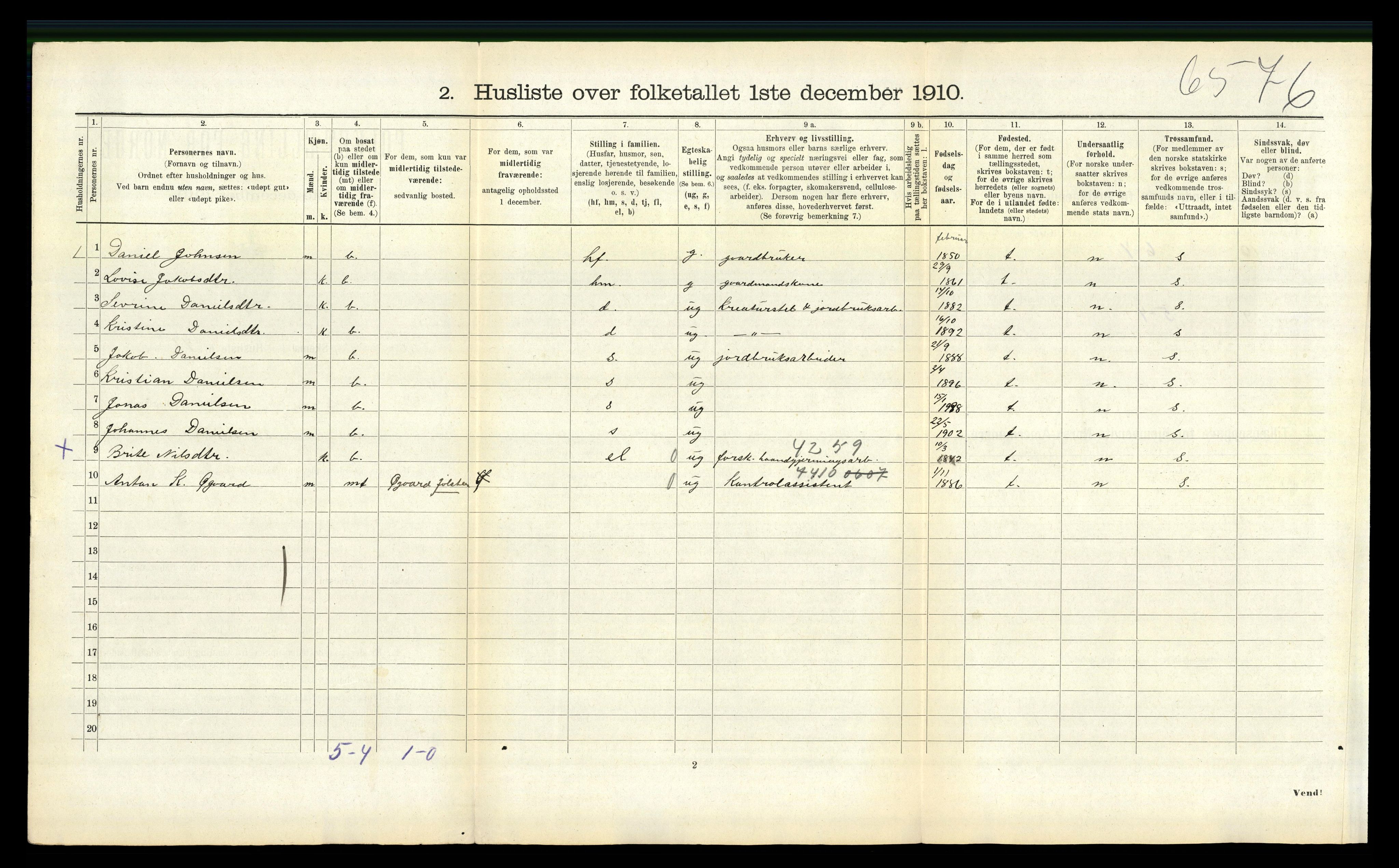 RA, 1910 census for Jølster, 1910, p. 129