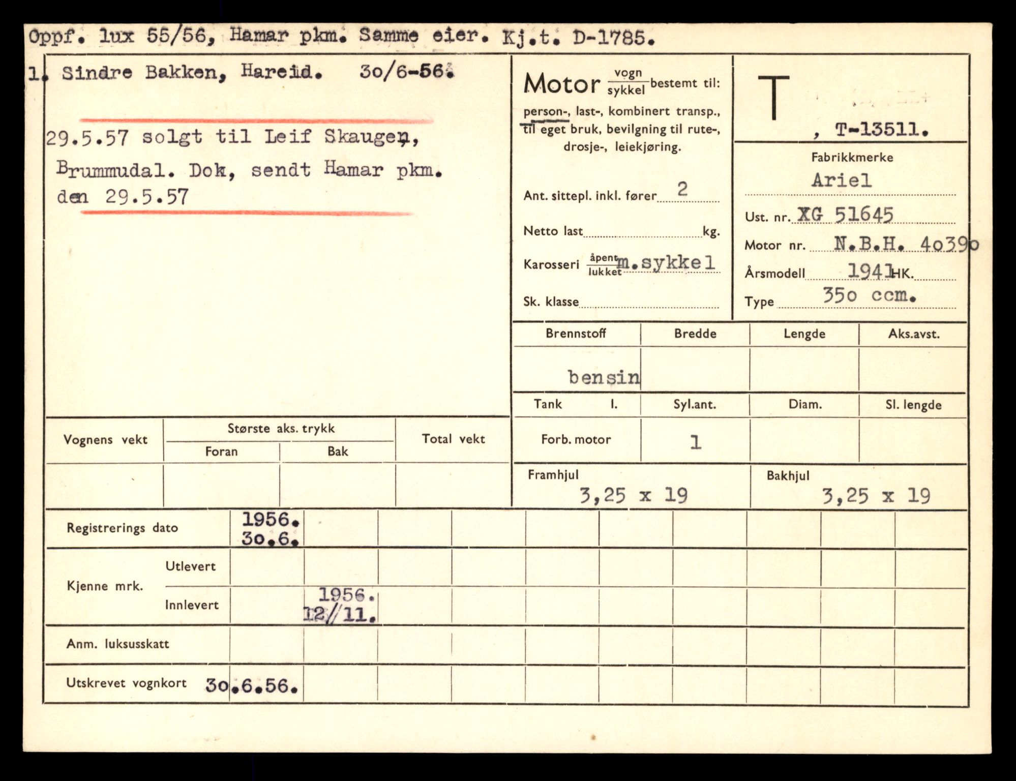 Møre og Romsdal vegkontor - Ålesund trafikkstasjon, AV/SAT-A-4099/F/Fe/L0039: Registreringskort for kjøretøy T 13361 - T 13530, 1927-1998, p. 2672