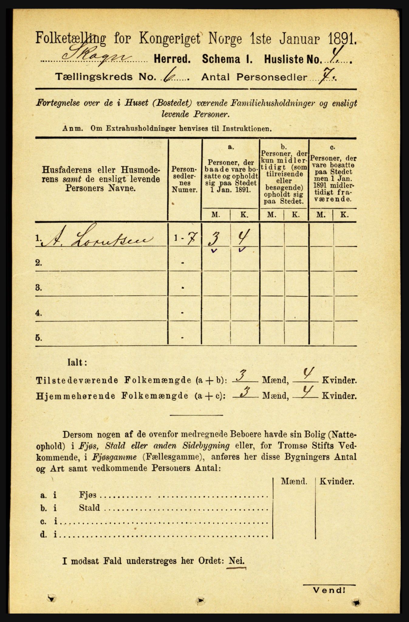 RA, 1891 census for 1719 Skogn, 1891, p. 3352