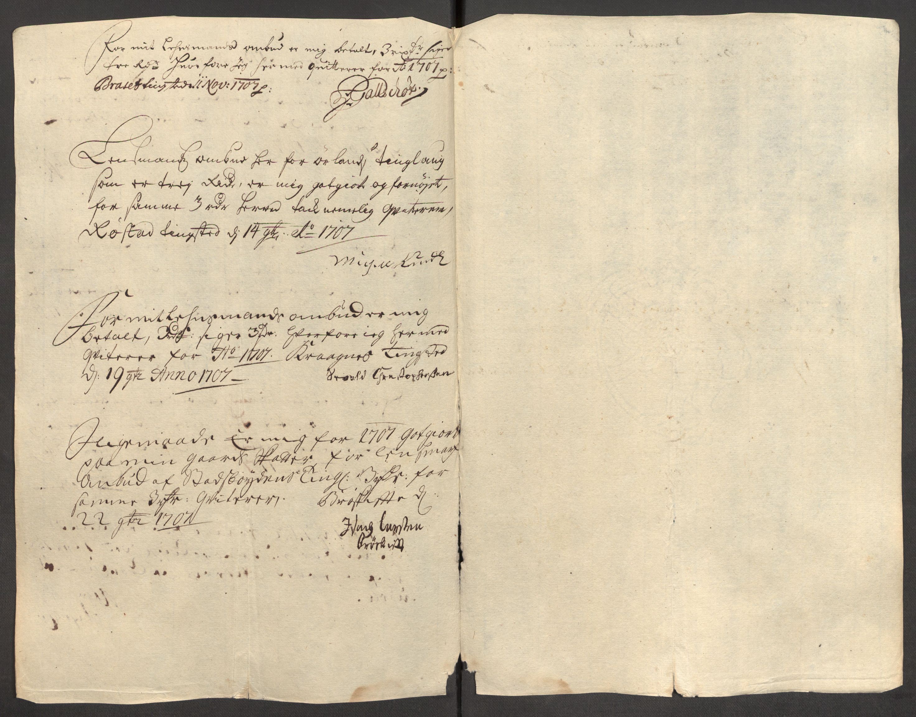 Rentekammeret inntil 1814, Reviderte regnskaper, Fogderegnskap, AV/RA-EA-4092/R57/L3857: Fogderegnskap Fosen, 1706-1707, p. 415