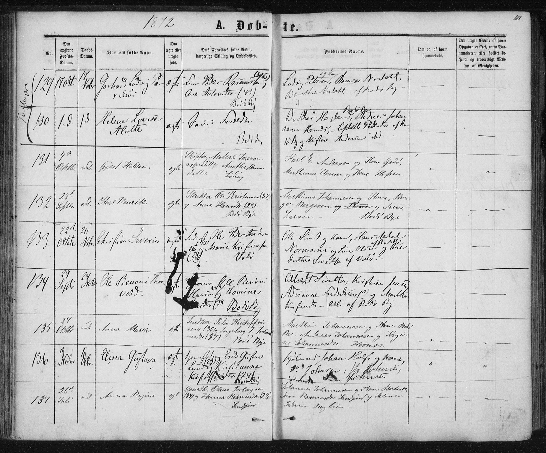 Ministerialprotokoller, klokkerbøker og fødselsregistre - Nordland, SAT/A-1459/801/L0008: Parish register (official) no. 801A08, 1864-1875, p. 101
