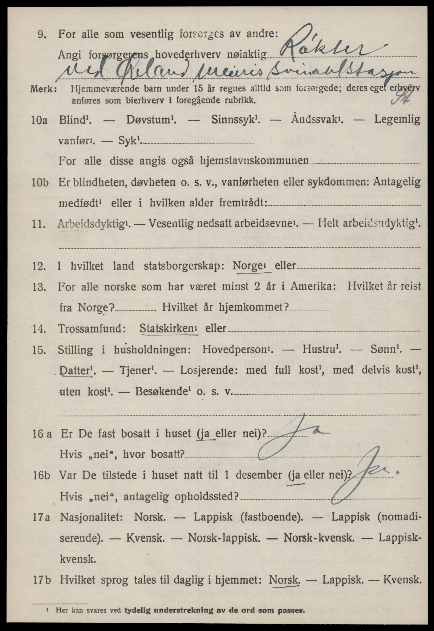 SAT, 1920 census for Ørland, 1920, p. 3862