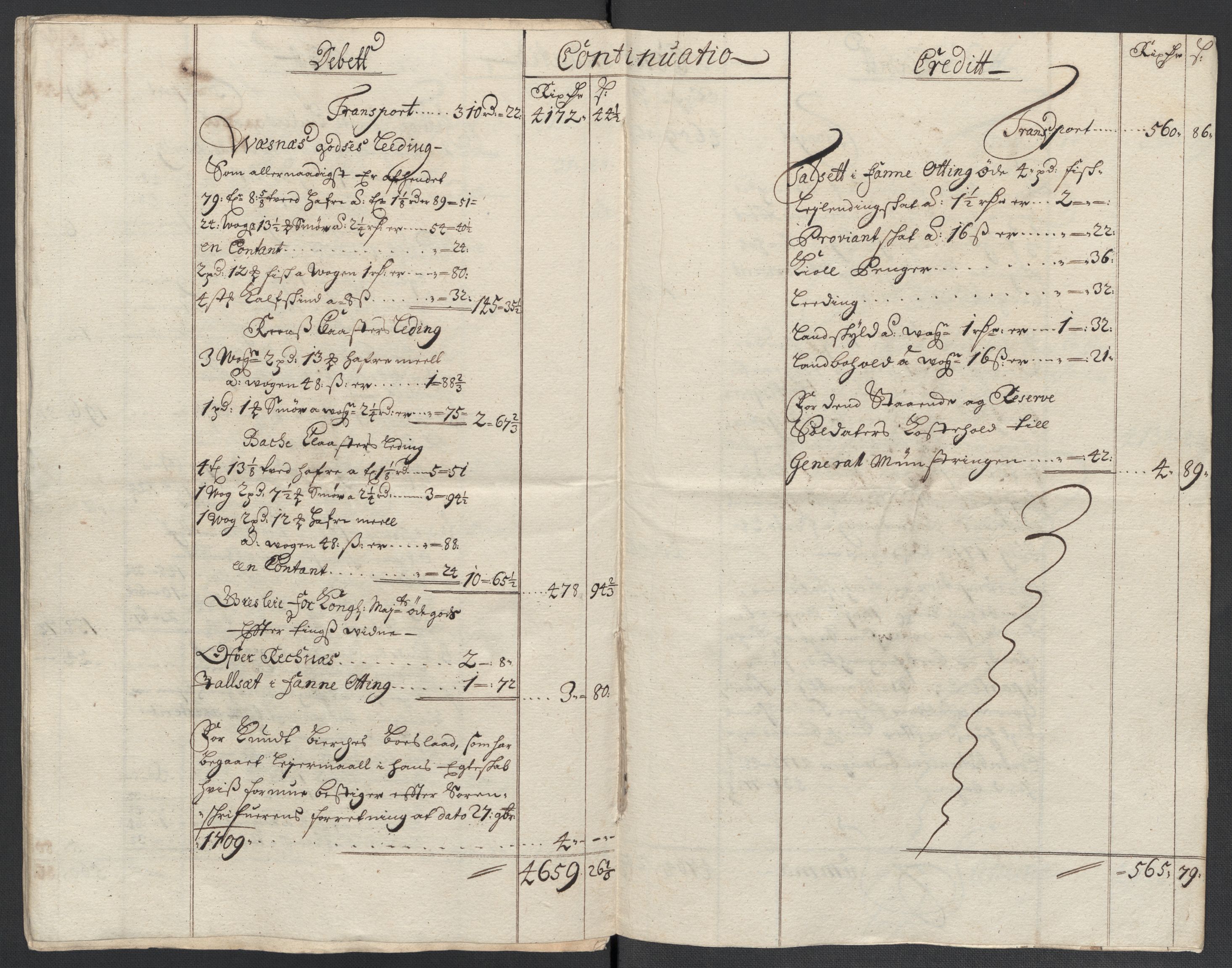 Rentekammeret inntil 1814, Reviderte regnskaper, Fogderegnskap, AV/RA-EA-4092/R55/L3659: Fogderegnskap Romsdal, 1709-1710, p. 273