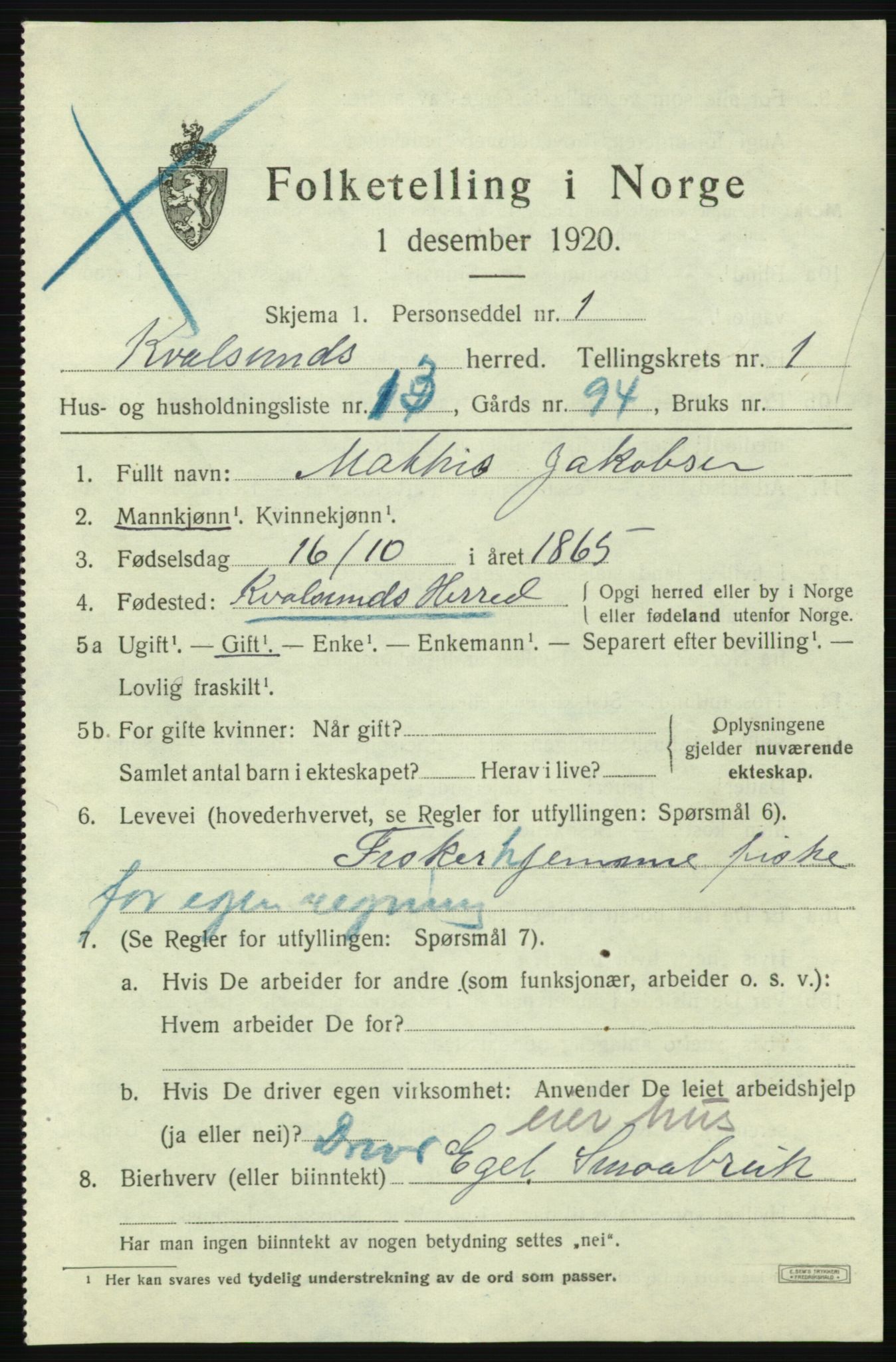 SATØ, 1920 census for , 1920, p. 648