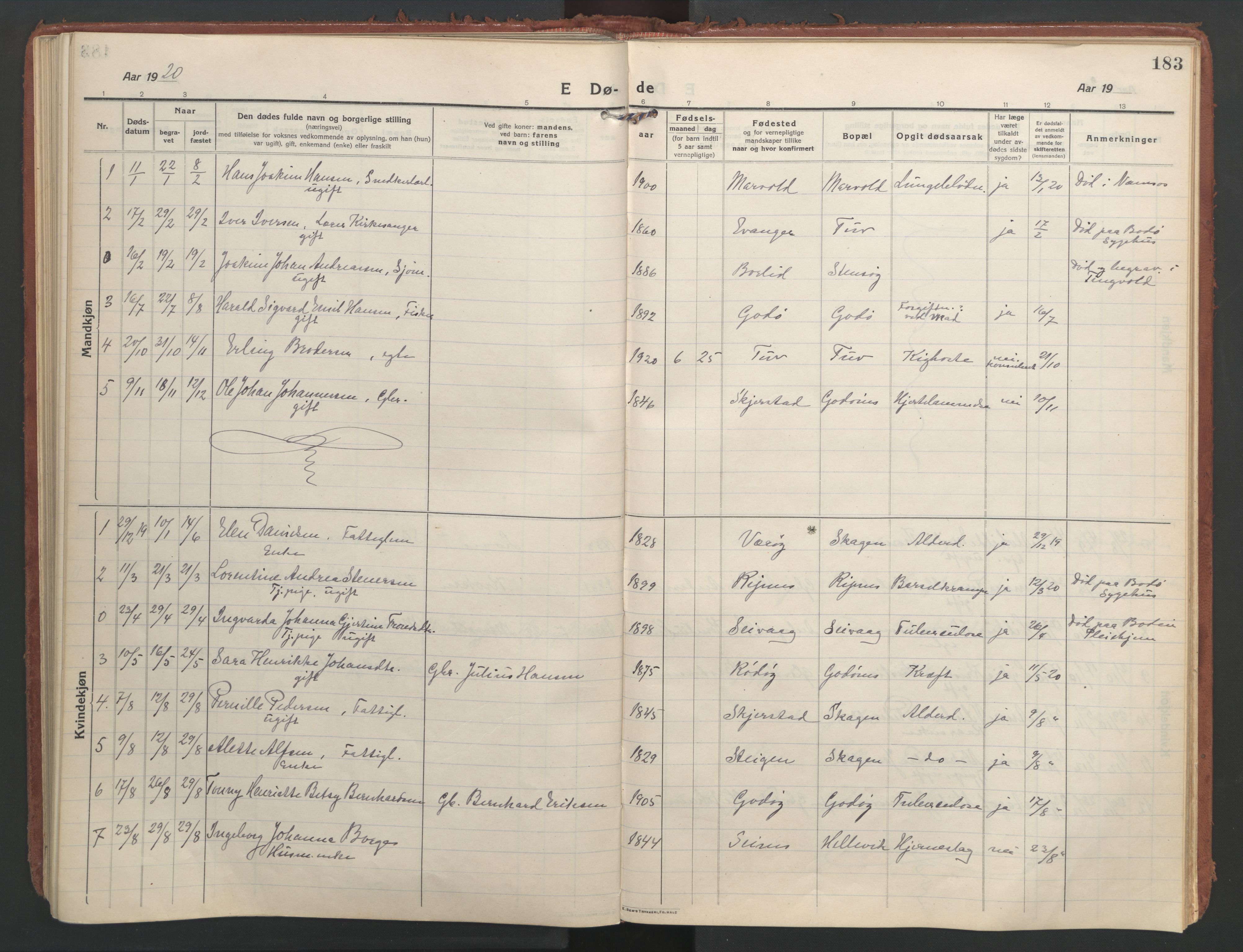 Ministerialprotokoller, klokkerbøker og fødselsregistre - Nordland, AV/SAT-A-1459/804/L0086: Parish register (official) no. 804A07, 1916-1935, p. 183