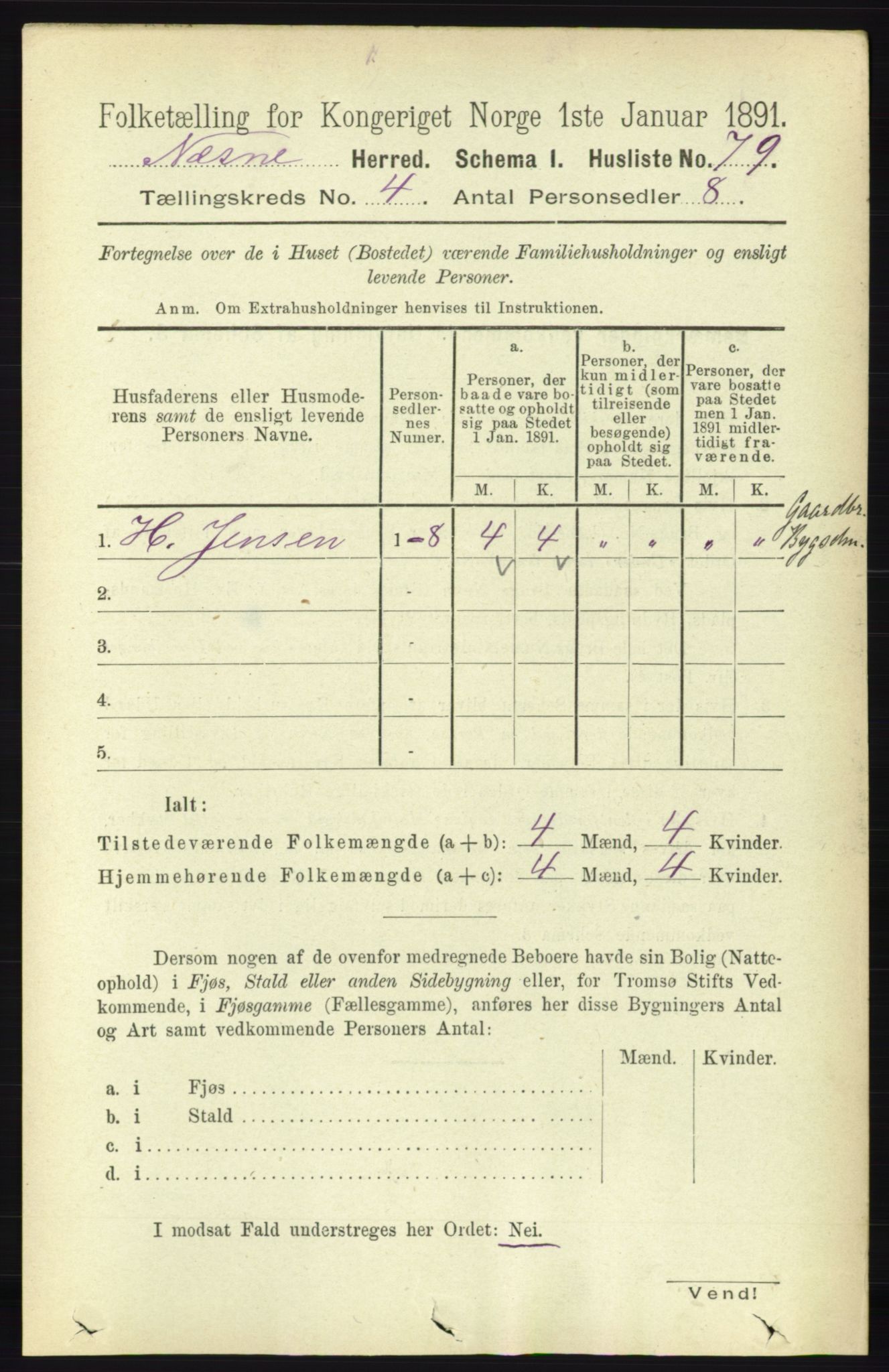 RA, 1891 census for 1828 Nesna, 1891, p. 2166