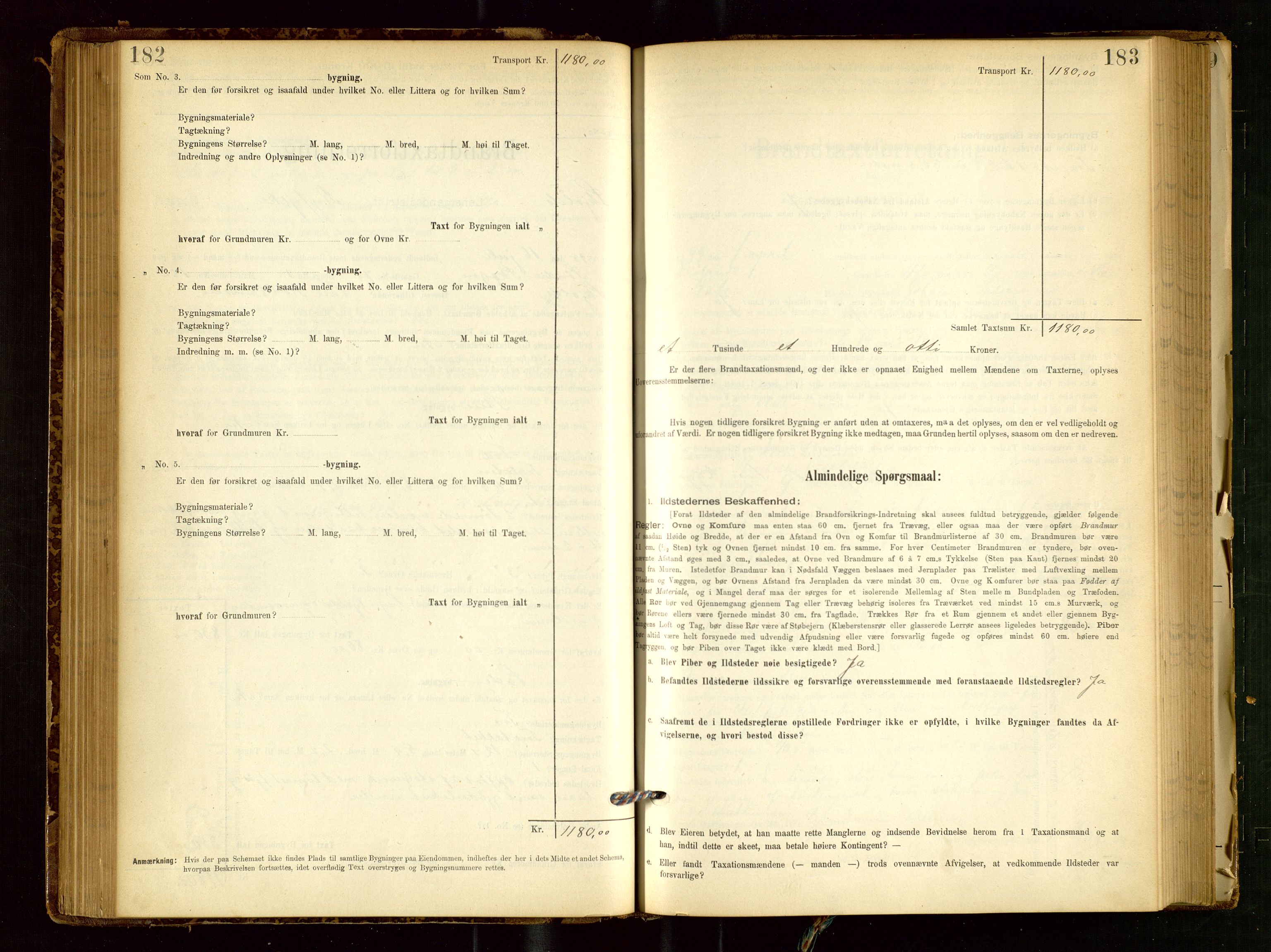 Skjold lensmannskontor, AV/SAST-A-100182/Gob/L0001: "Brandtaxationsprotokol for Skjold Lensmandsdistrikt Ryfylke Fogderi", 1894-1939, p. 182-183