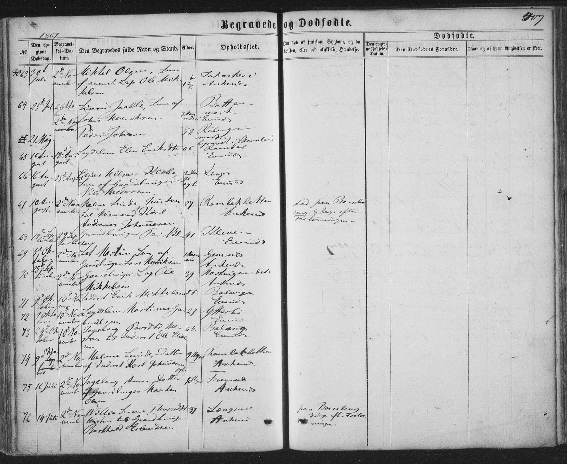 Ministerialprotokoller, klokkerbøker og fødselsregistre - Nordland, SAT/A-1459/863/L0896: Parish register (official) no. 863A08, 1861-1871, p. 407