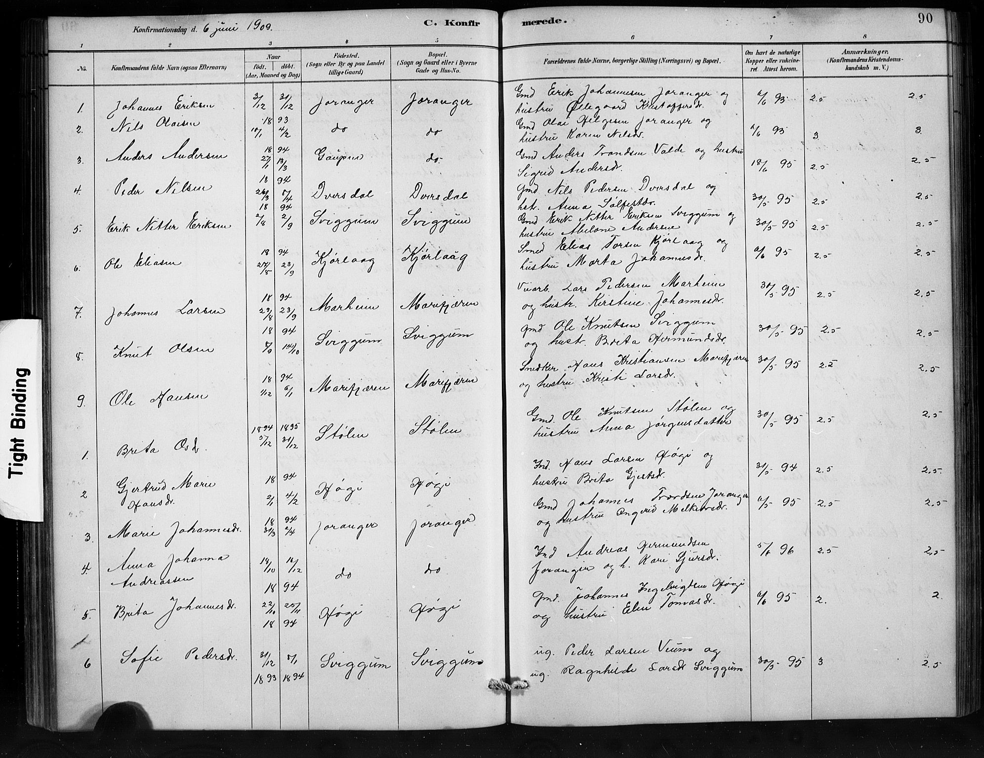 Jostedal sokneprestembete, SAB/A-80601/H/Hab/Habd/L0001: Parish register (copy) no. D 1, 1882-1910, p. 90