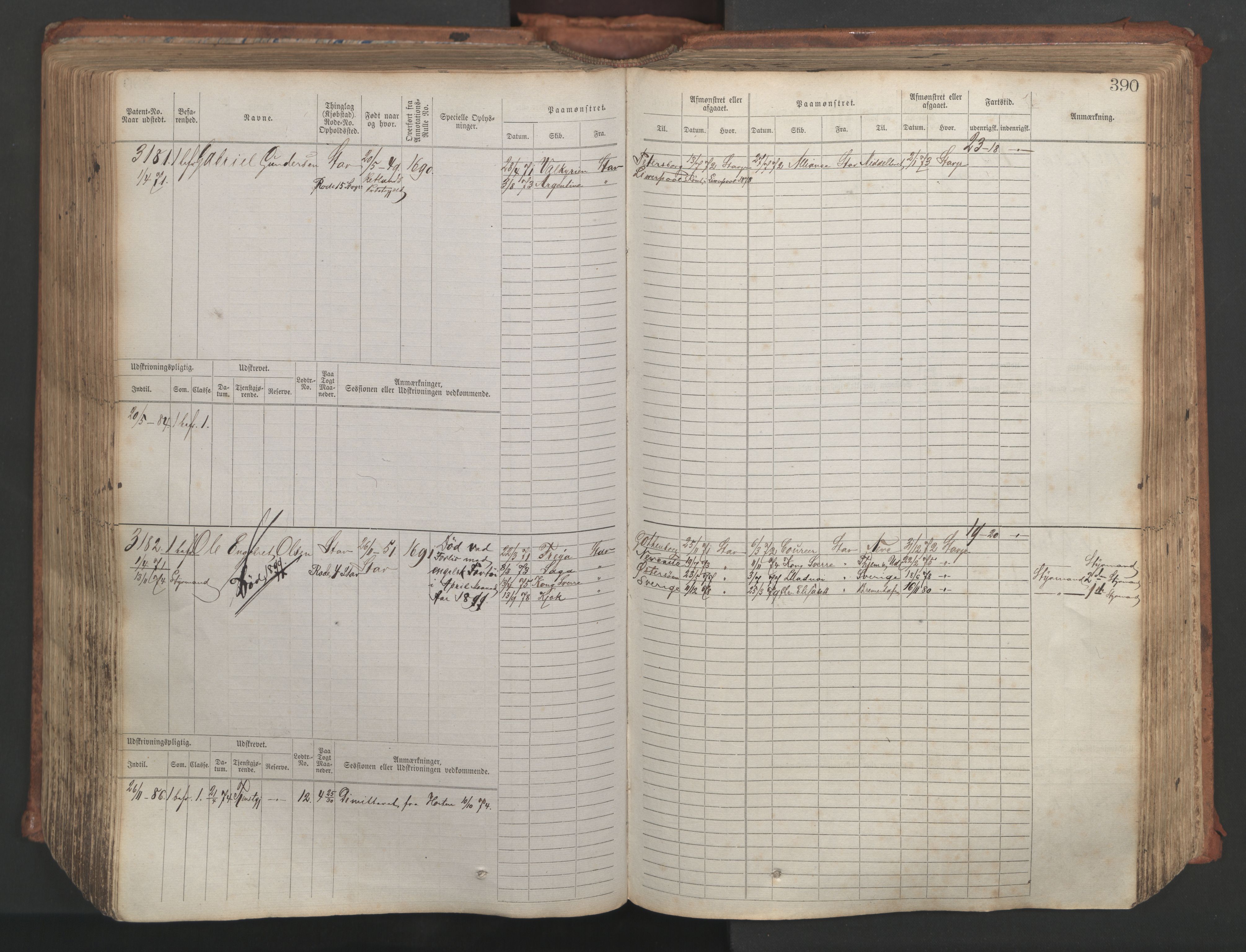 Stavanger sjømannskontor, AV/SAST-A-102006/F/Fb/Fbb/L0007: Sjøfartshovedrulle, patentnr. 2403-3604, 1869-1880, p. 437