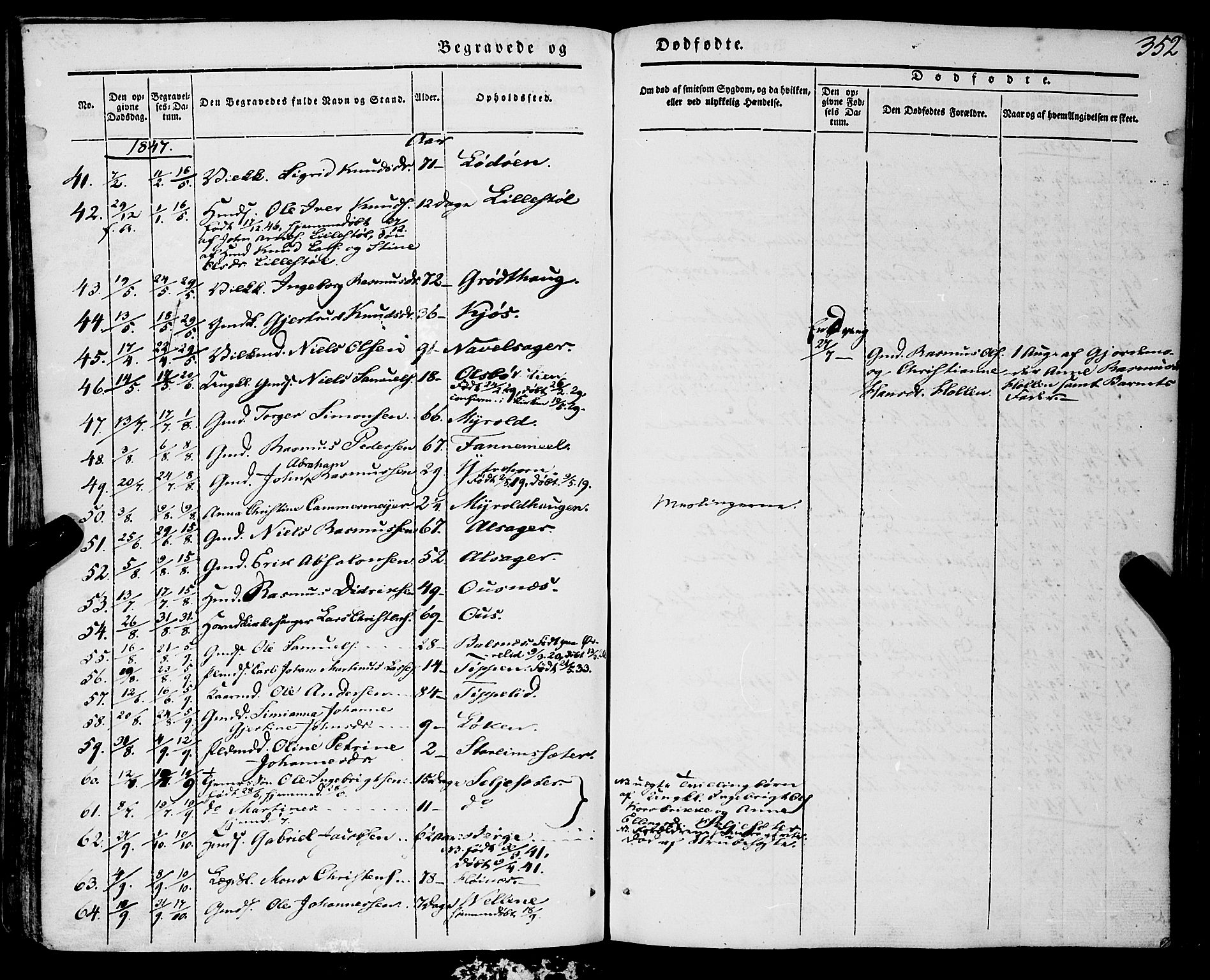 Eid sokneprestembete, AV/SAB-A-82301/H/Haa/Haaa/L0007: Parish register (official) no. A 7, 1844-1858, p. 352