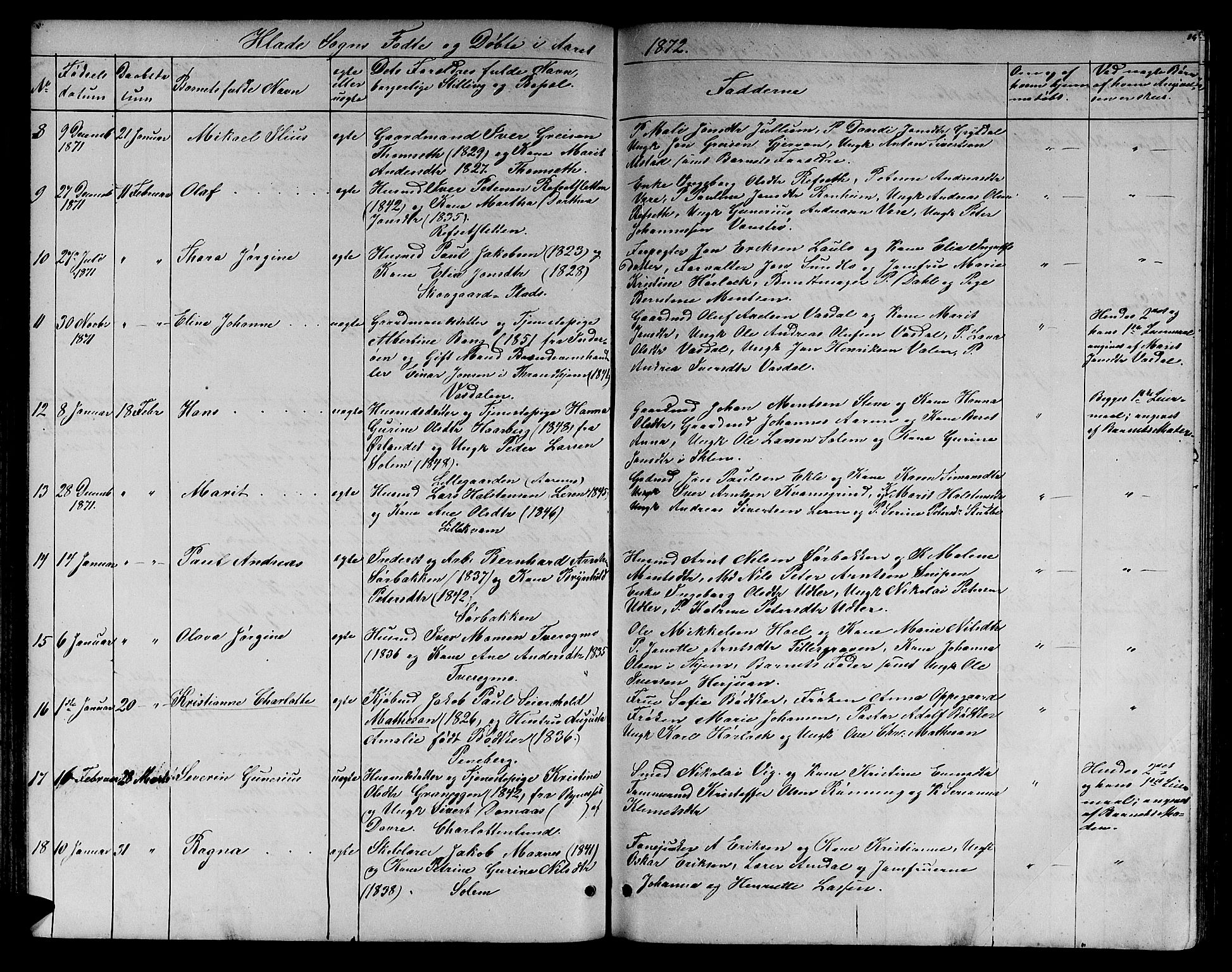 Ministerialprotokoller, klokkerbøker og fødselsregistre - Sør-Trøndelag, AV/SAT-A-1456/606/L0311: Parish register (copy) no. 606C07, 1860-1877, p. 84