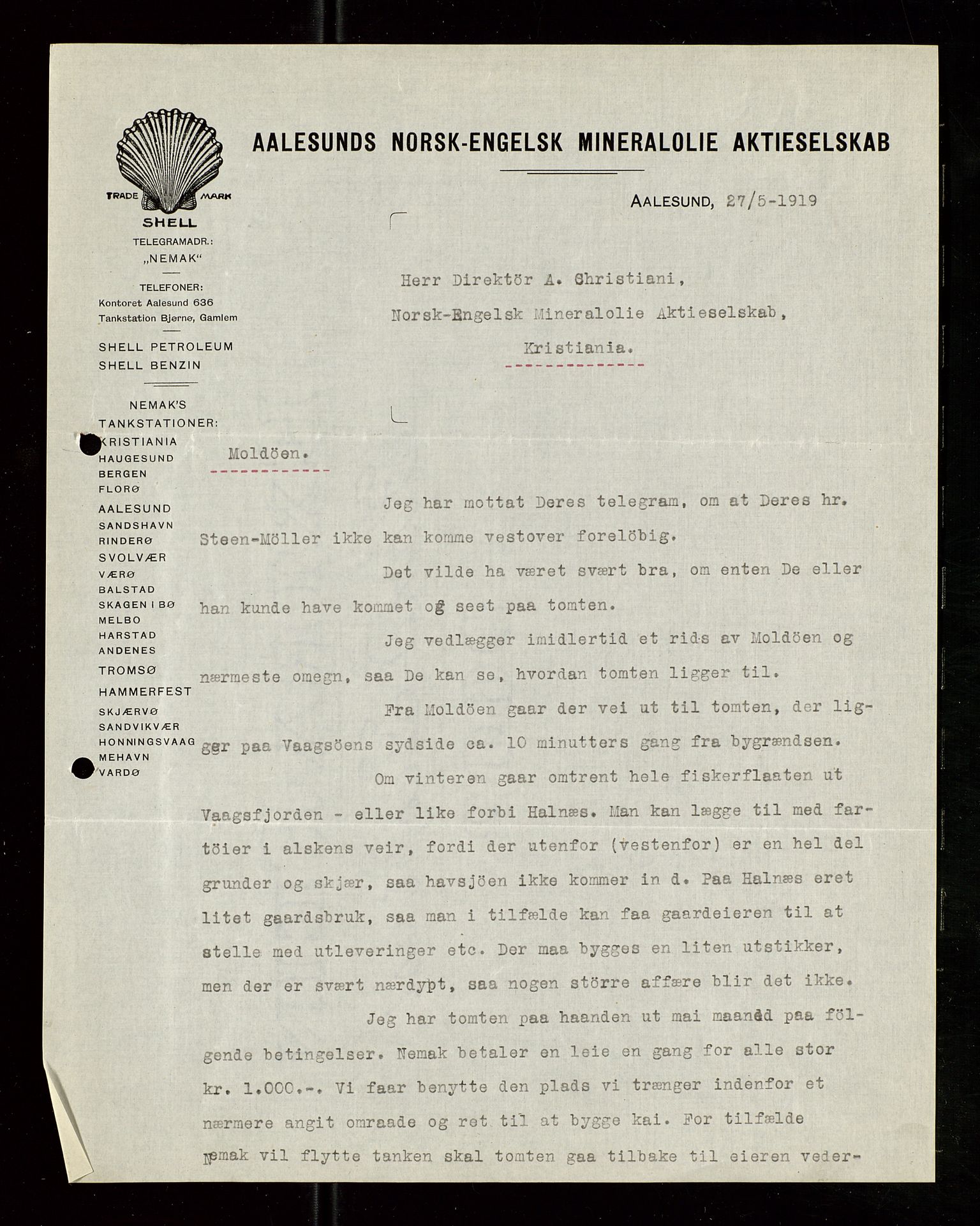 Pa 1521 - A/S Norske Shell, SAST/A-101915/E/Ea/Eaa/L0007: Sjefskorrespondanse, 1919, p. 557