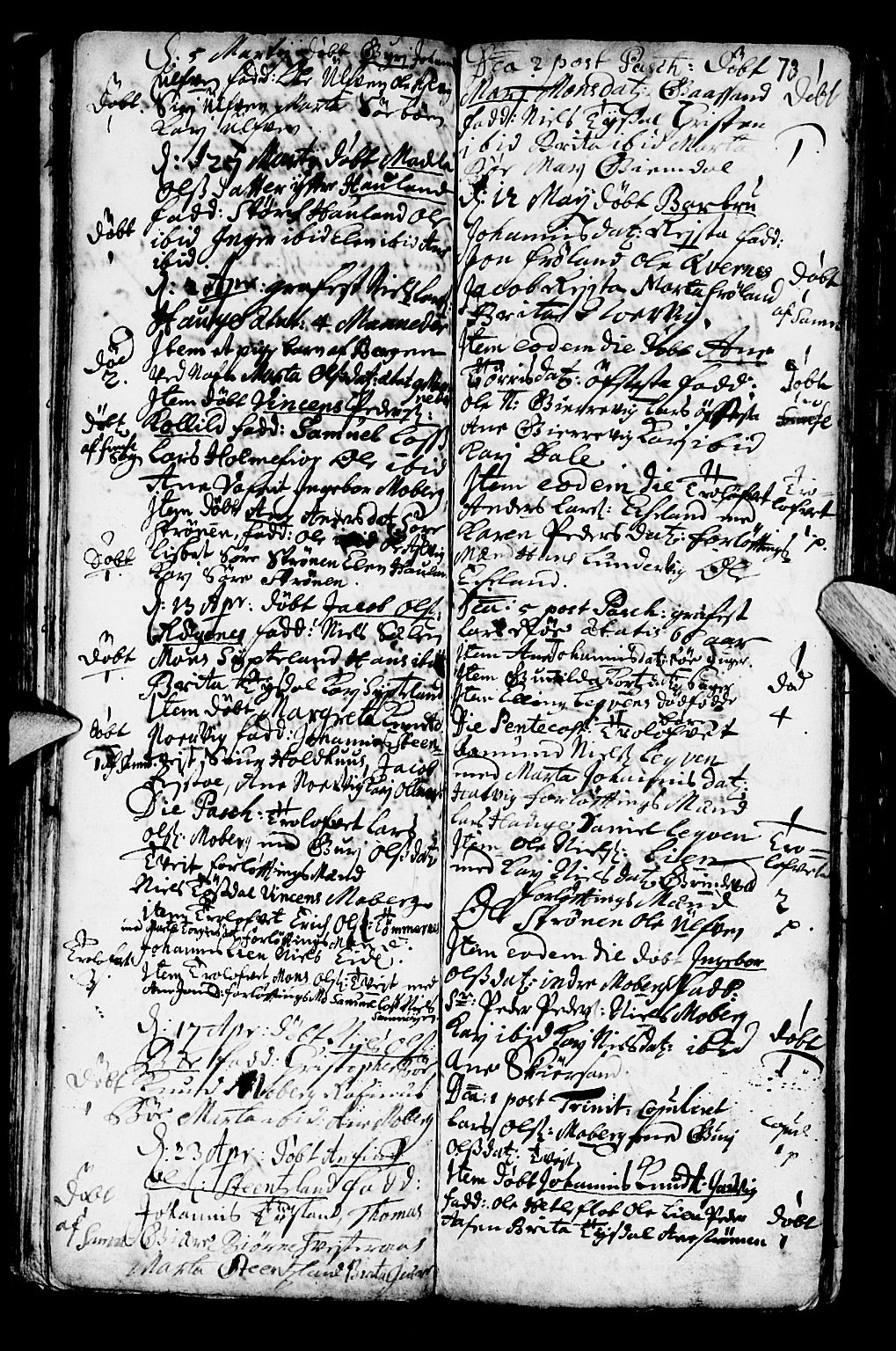 Os sokneprestembete, SAB/A-99929: Parish register (official) no. A 1, 1669-1722, p. 73