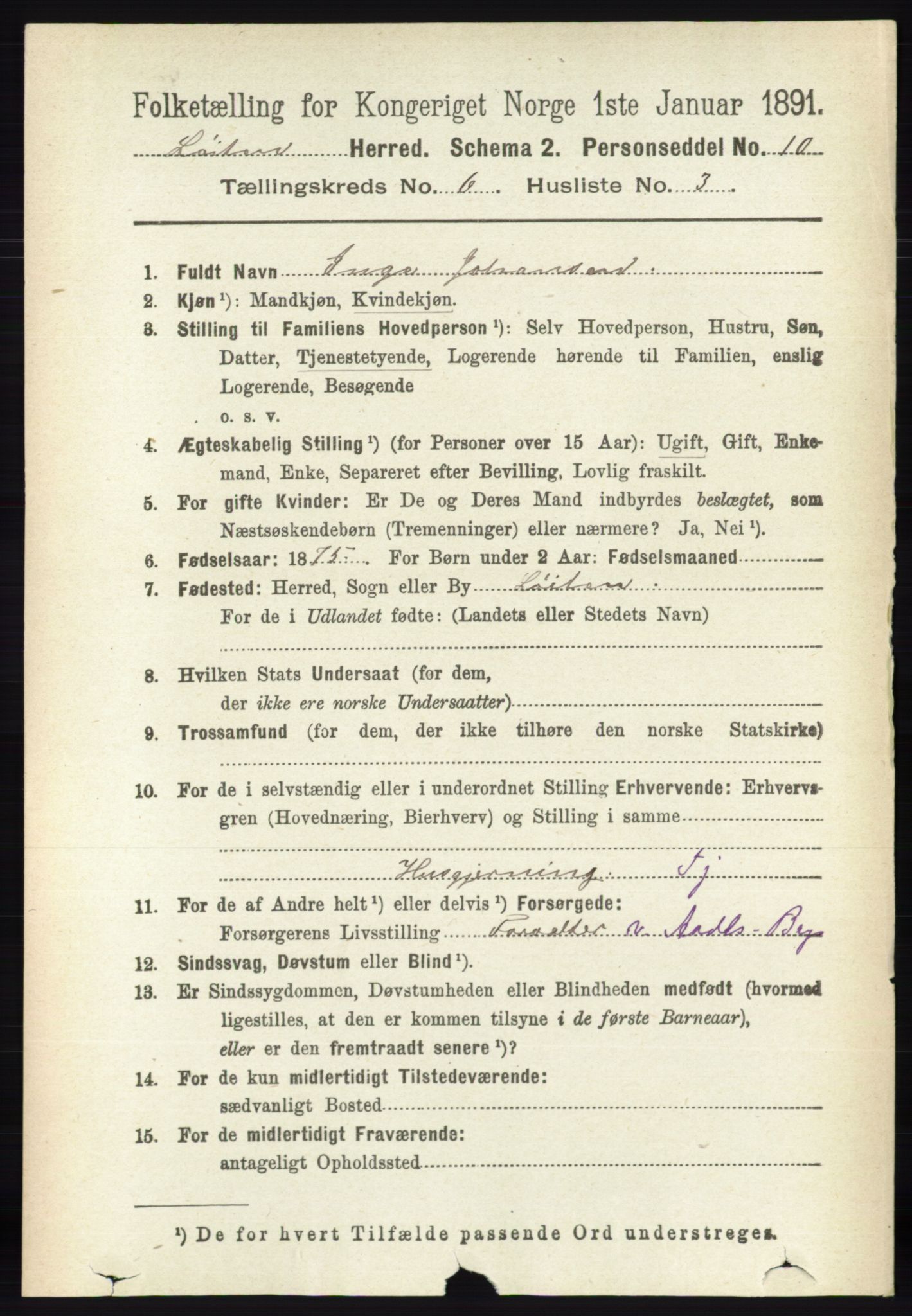 RA, 1891 census for 0415 Løten, 1891, p. 4022