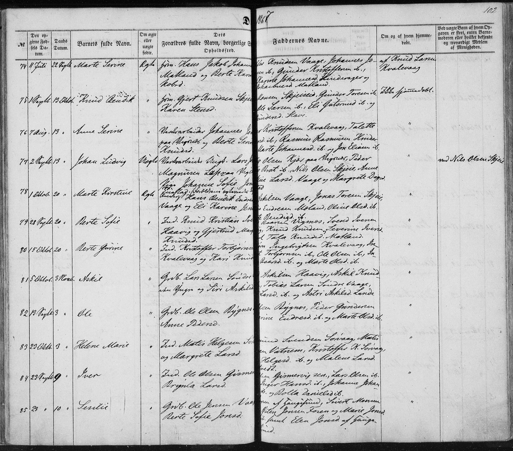 Avaldsnes sokneprestkontor, AV/SAST-A -101851/H/Ha/Haa/L0010: Parish register (official) no. A 10, 1857-1876, p. 102