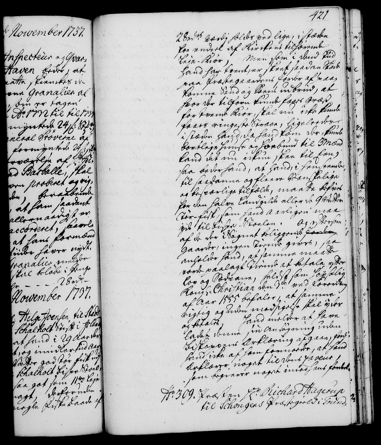 Rentekammeret, Kammerkanselliet, RA/EA-3111/G/Gh/Gha/L0019: Norsk ekstraktmemorialprotokoll (merket RK 53.64), 1736-1737, p. 421